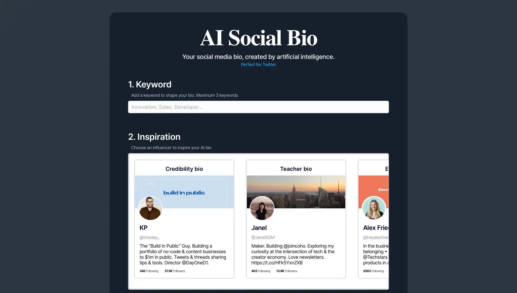  Automatically generate your social media bio
