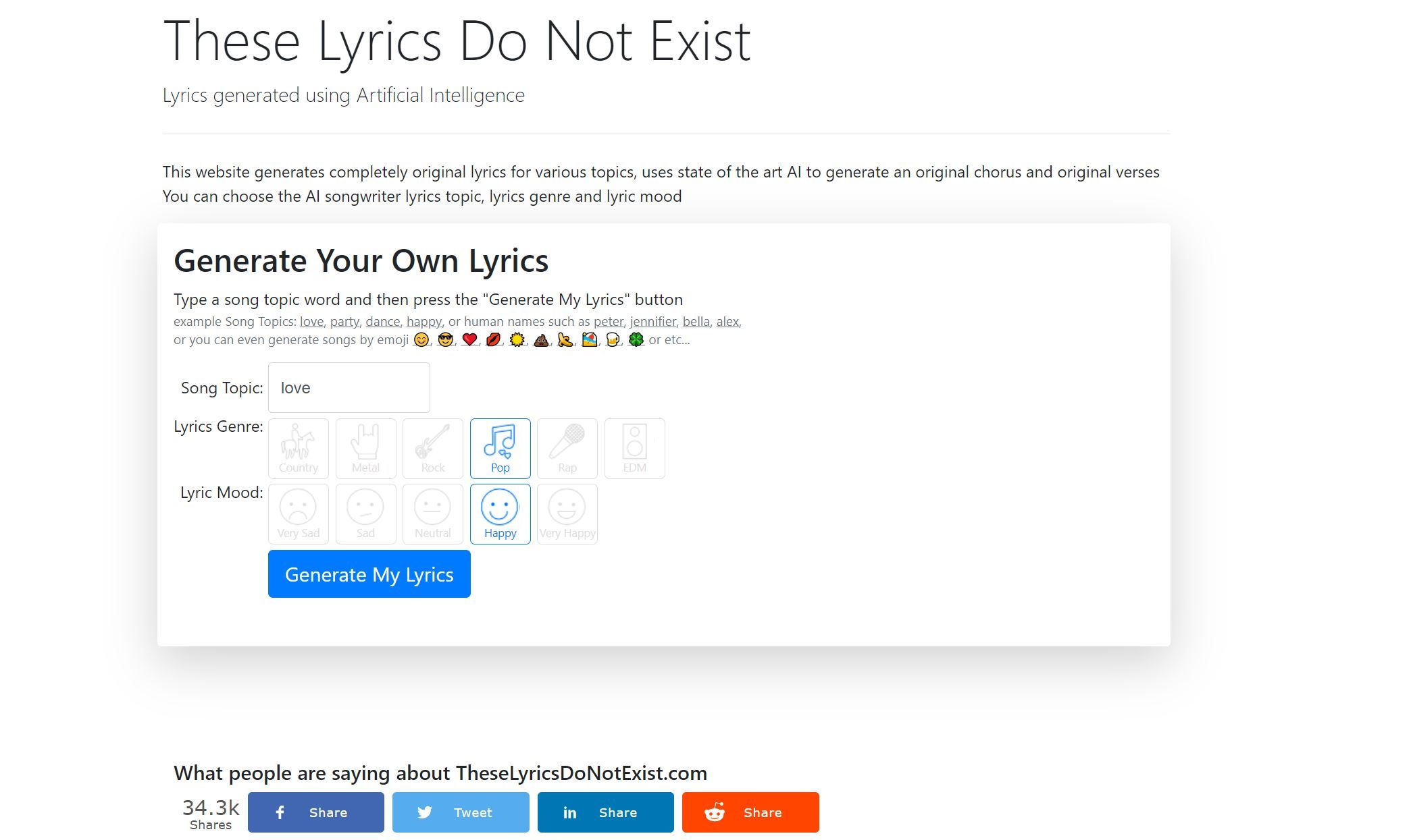  Generate original lyrics with an AI songwriting
