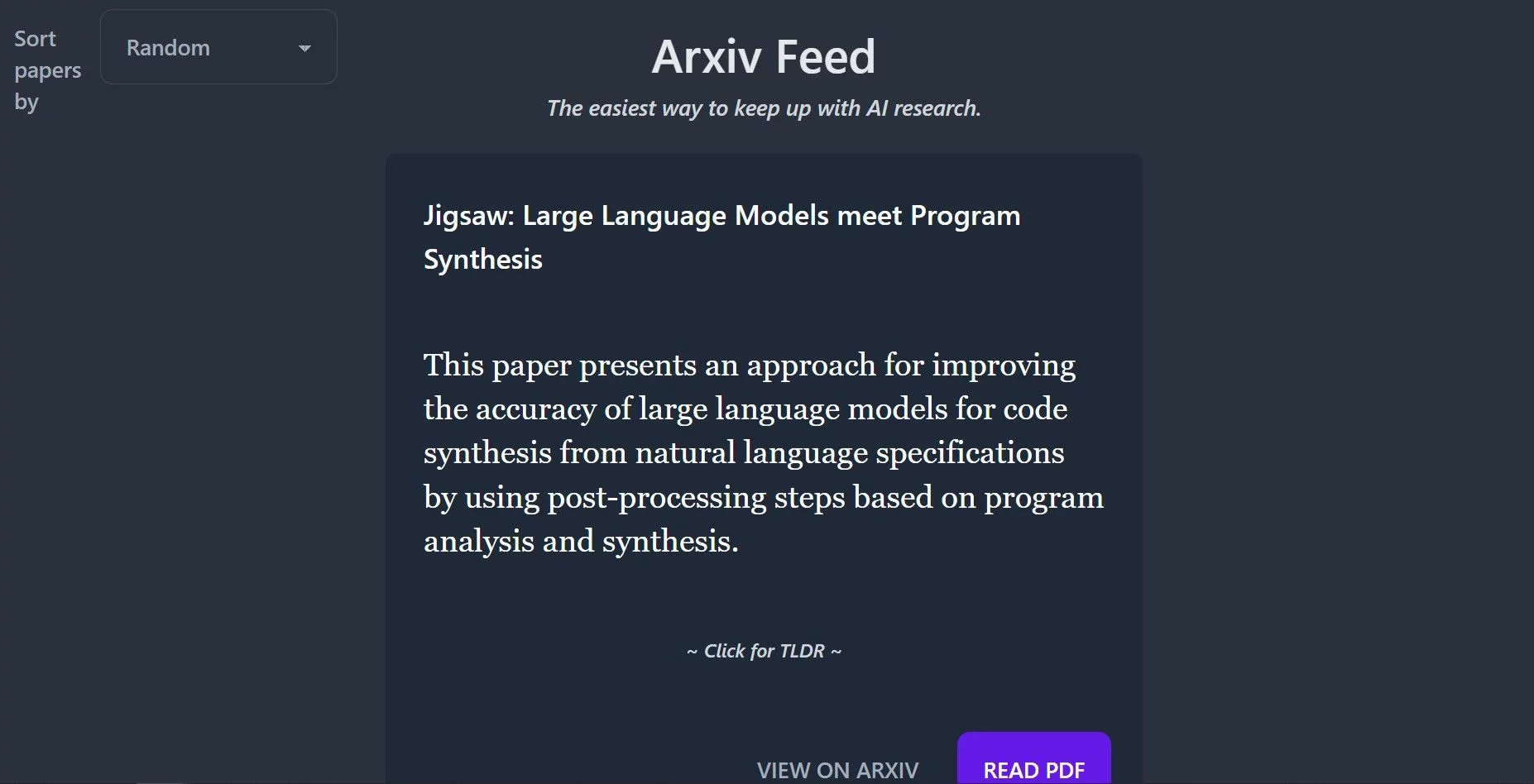  Research papers from Arxiv, updated regularly.