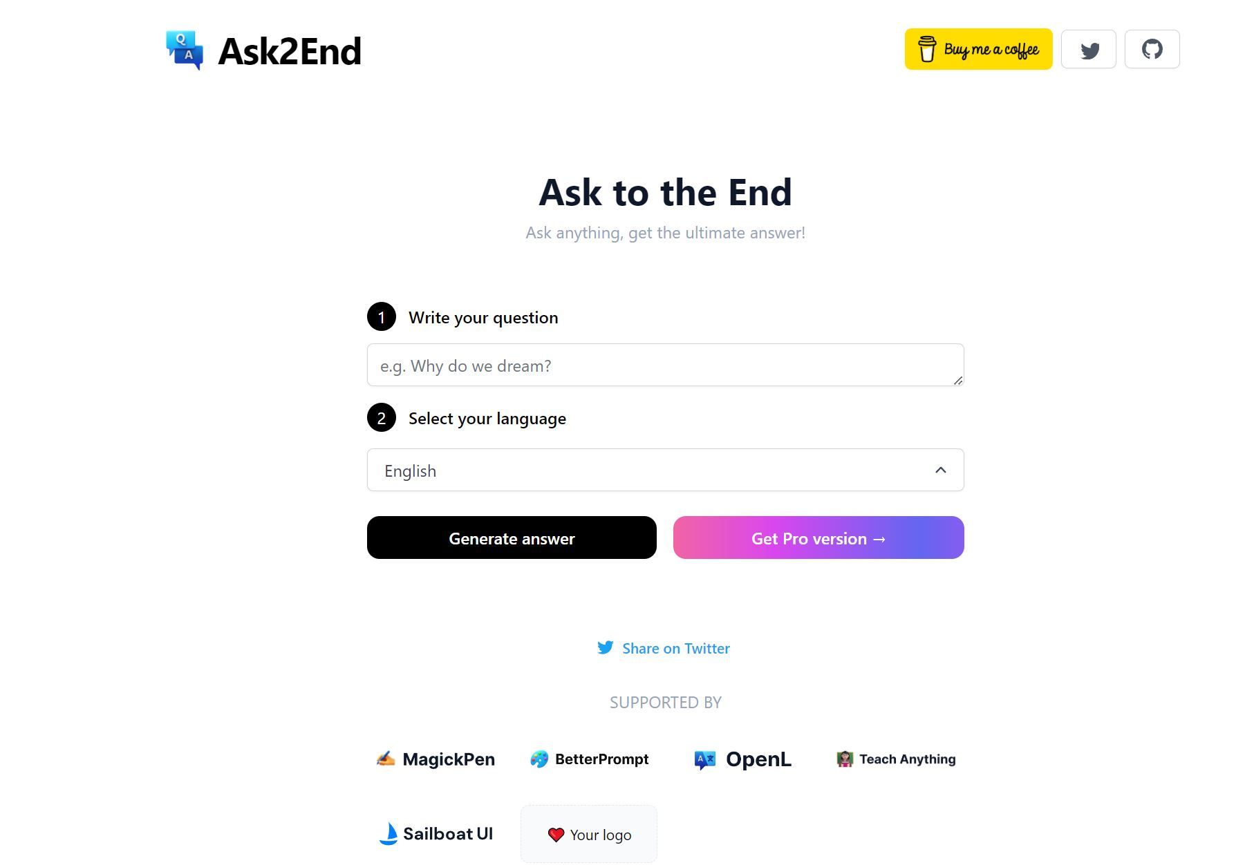  Ask2End - AI-powered question and answer tool