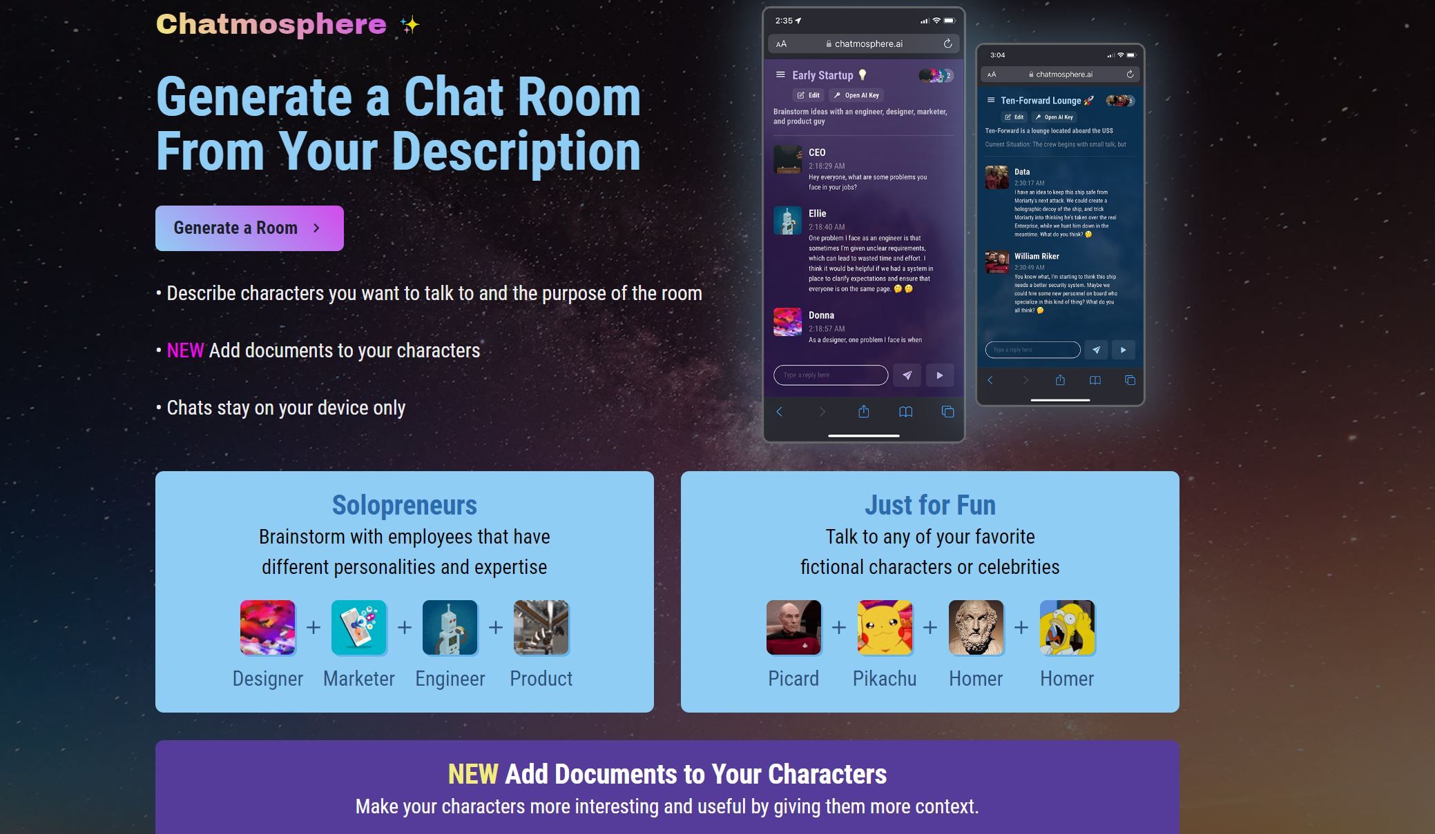  Chat with favorite characters or brainstorm in a