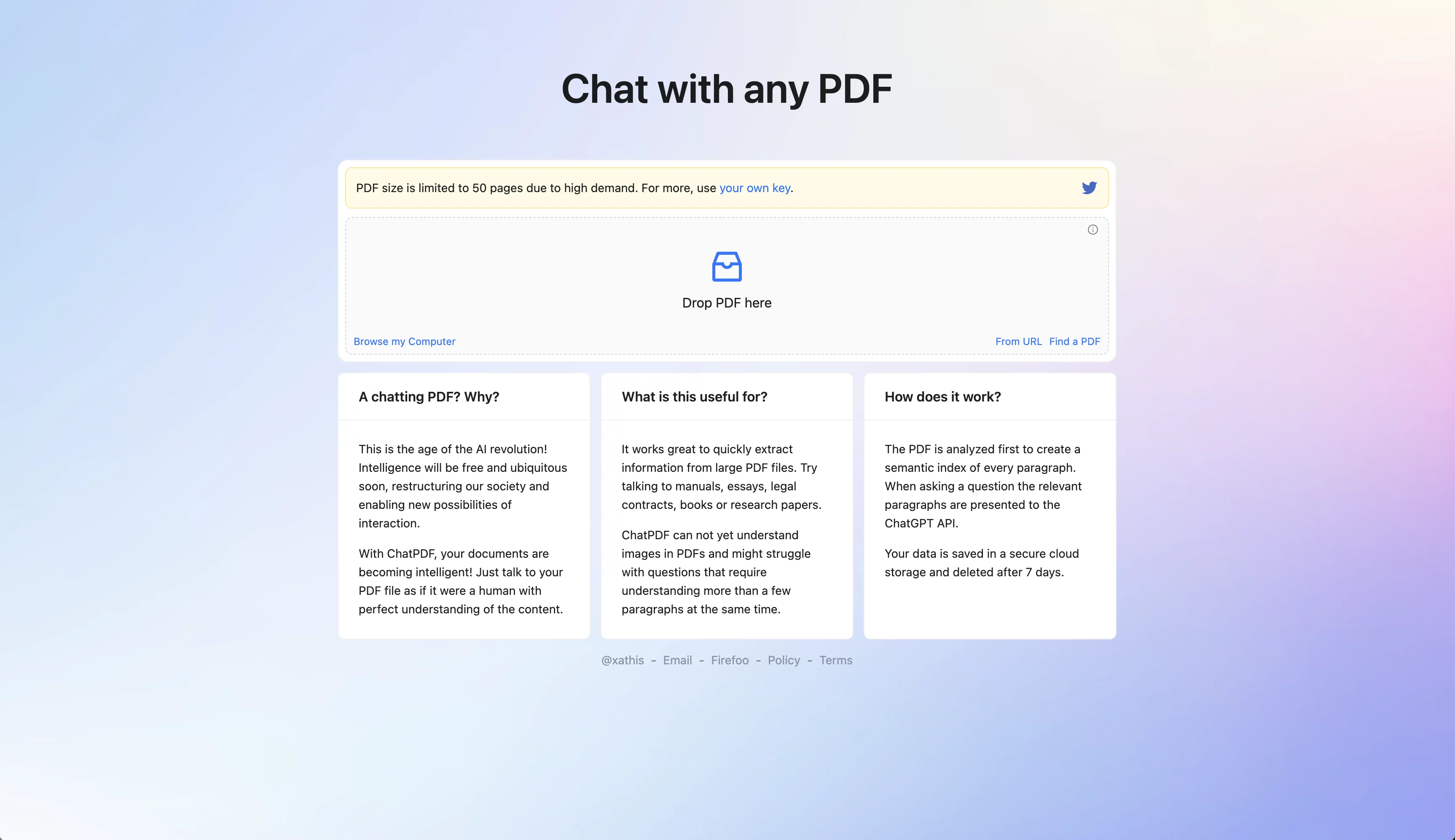  Chat with any PDF using ChatPDF