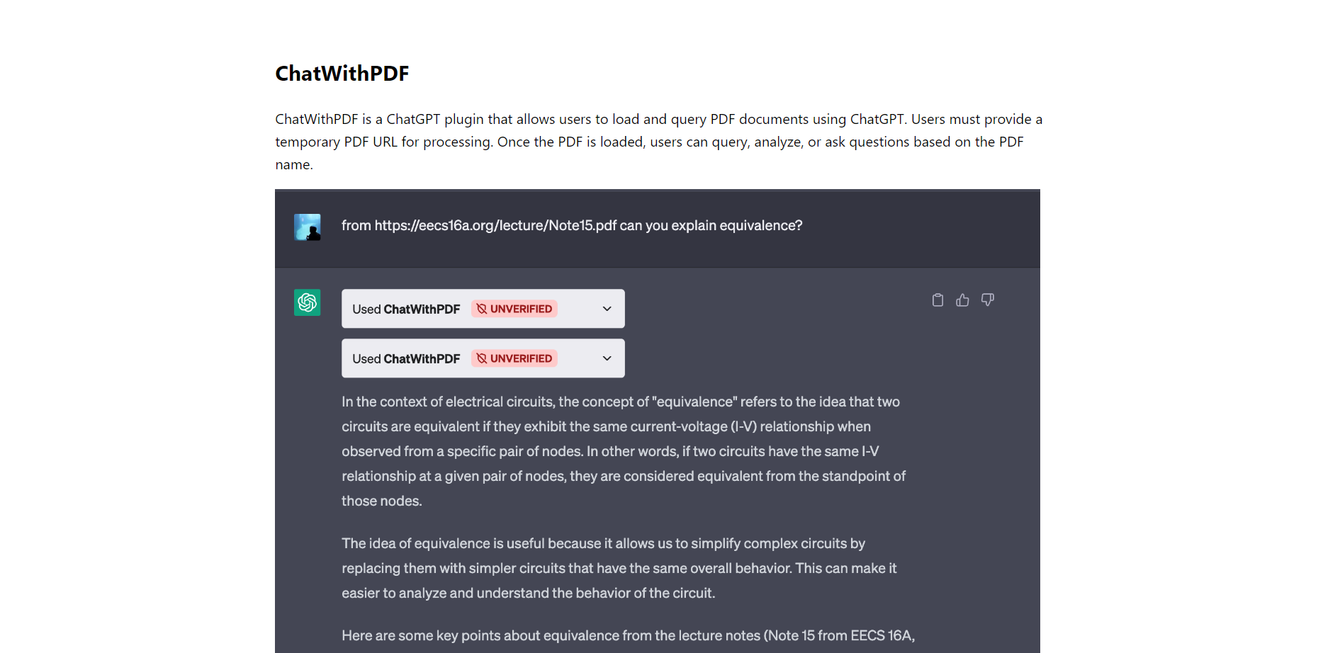  ChatWithPDF is a ChatGPT plugin that allows users