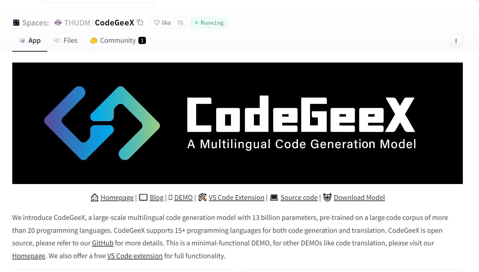  CodeGeeX: 13B params, 20+ langs, 15+ for code