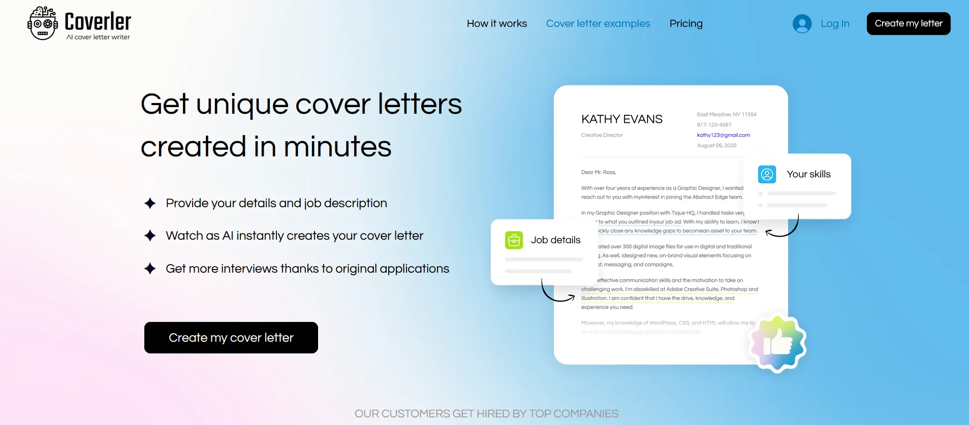  AI generator of cover letters for job