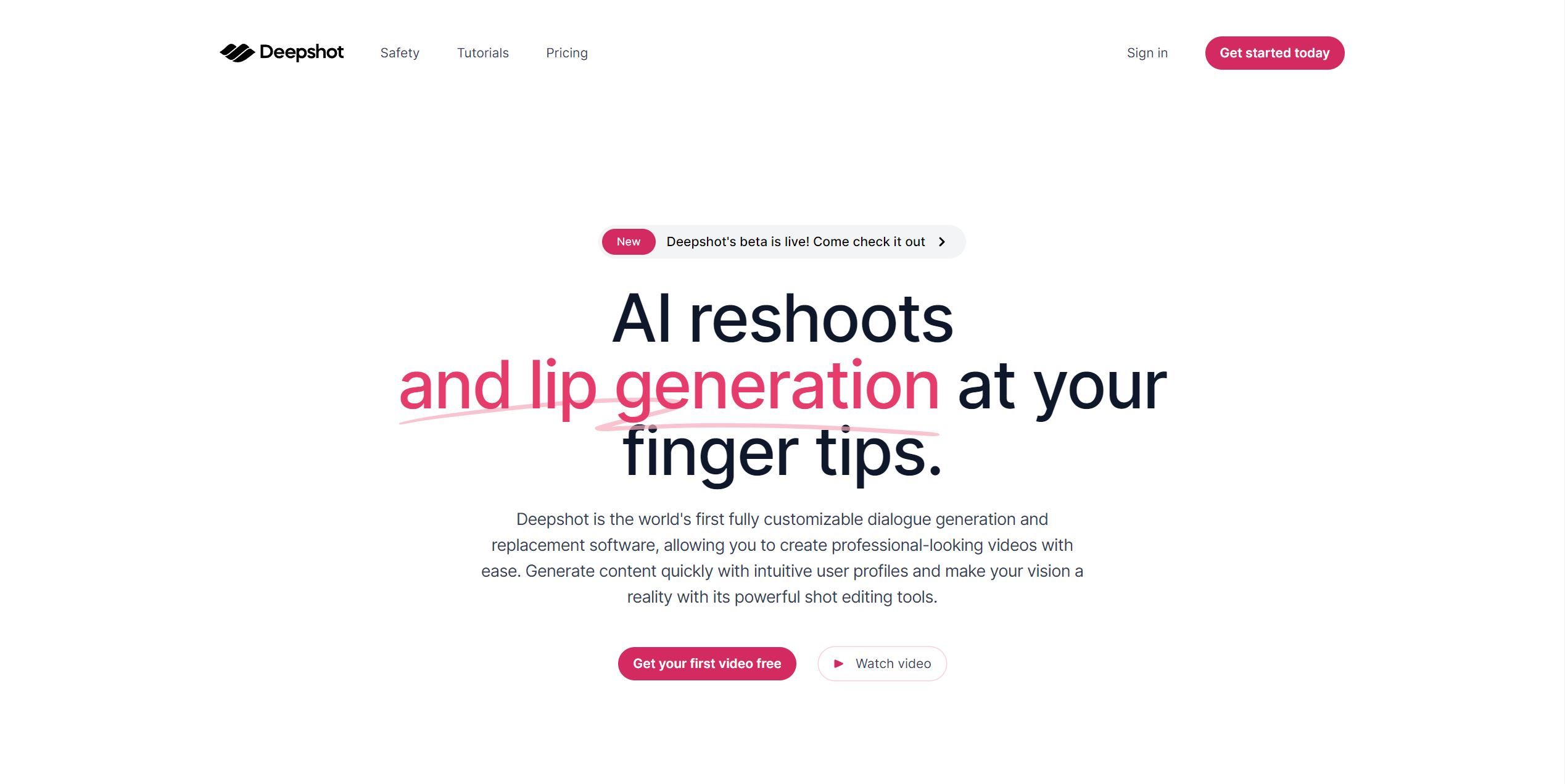  Deepshot is a customizable dialogue generation