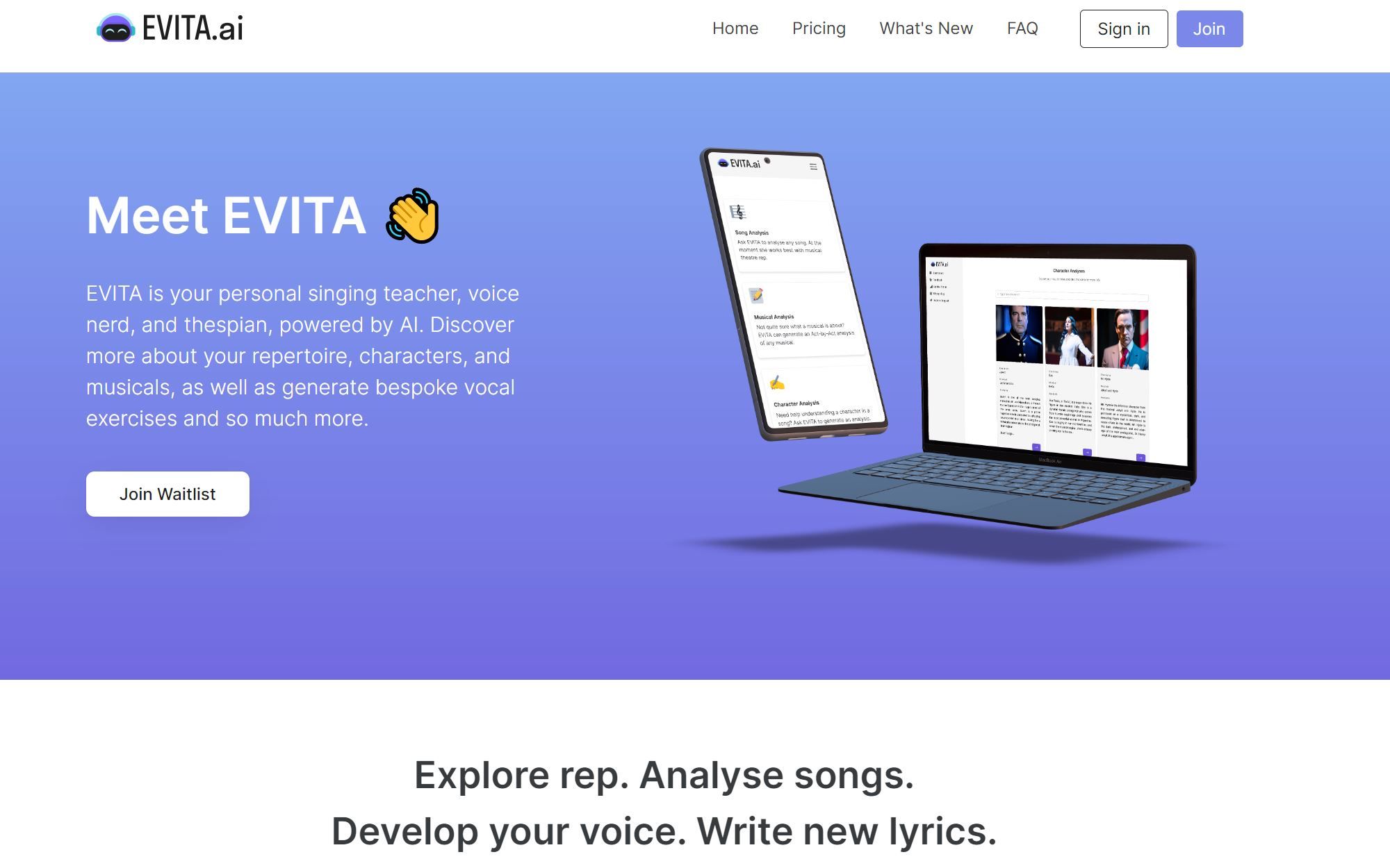  EVITA is your personal singing teacher, voice