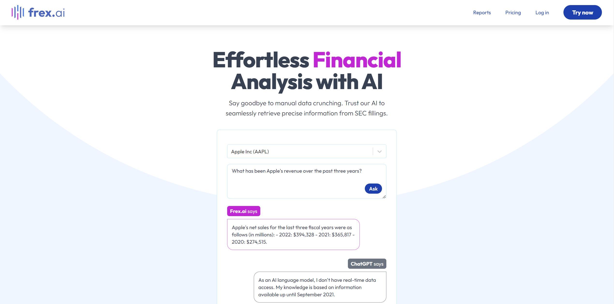  Frex.ai is an AI-powered financial analysis tool