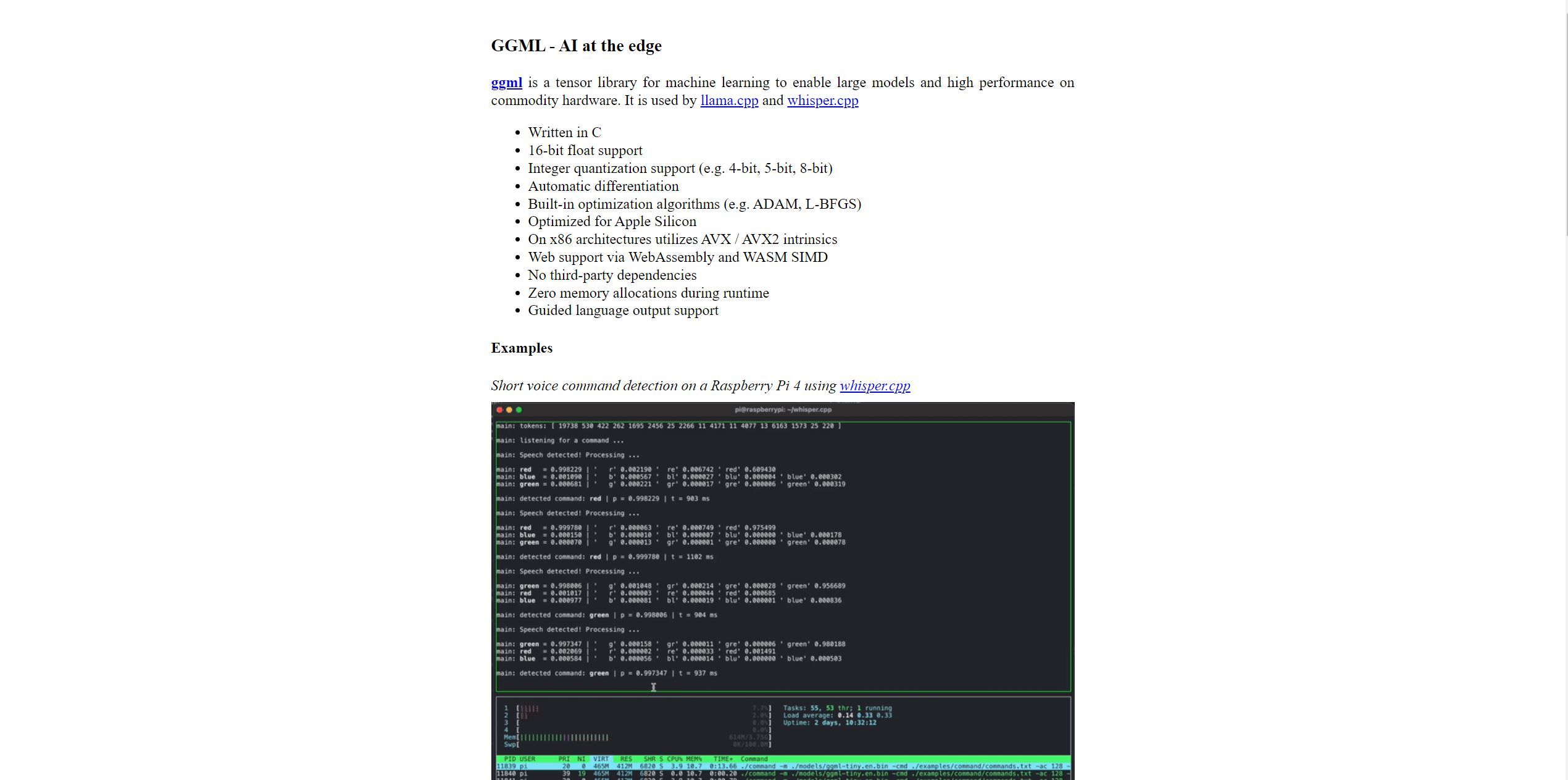  GGML is a tensor library for machine learning to