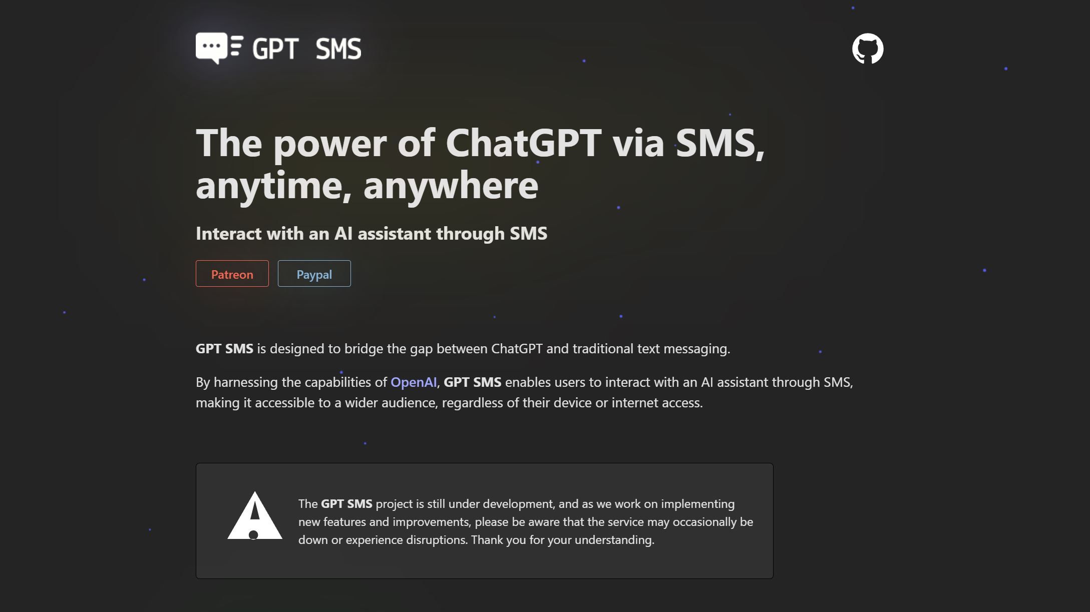  SMS chatbot for user interaction.