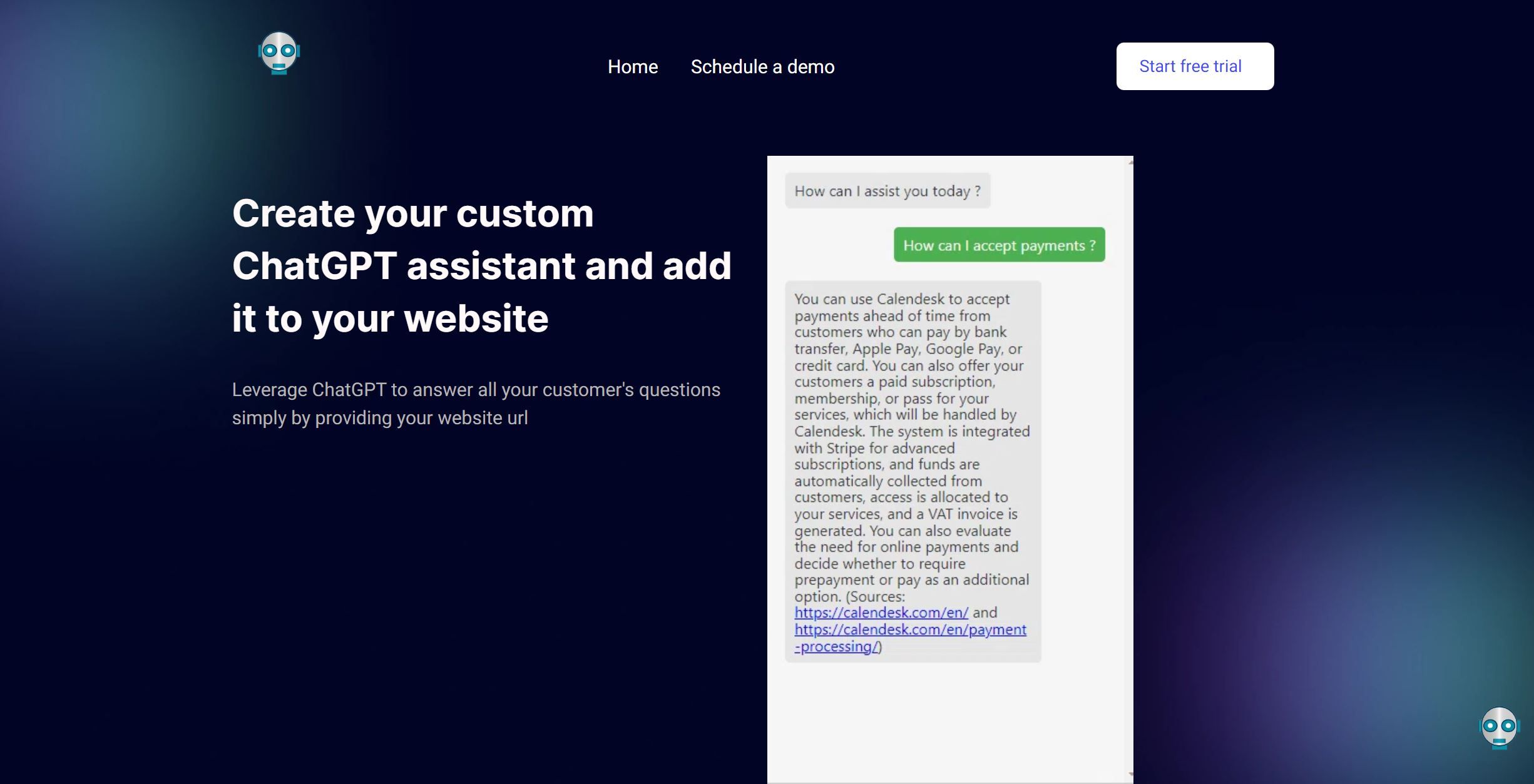  Automated chatbot for website customer service.