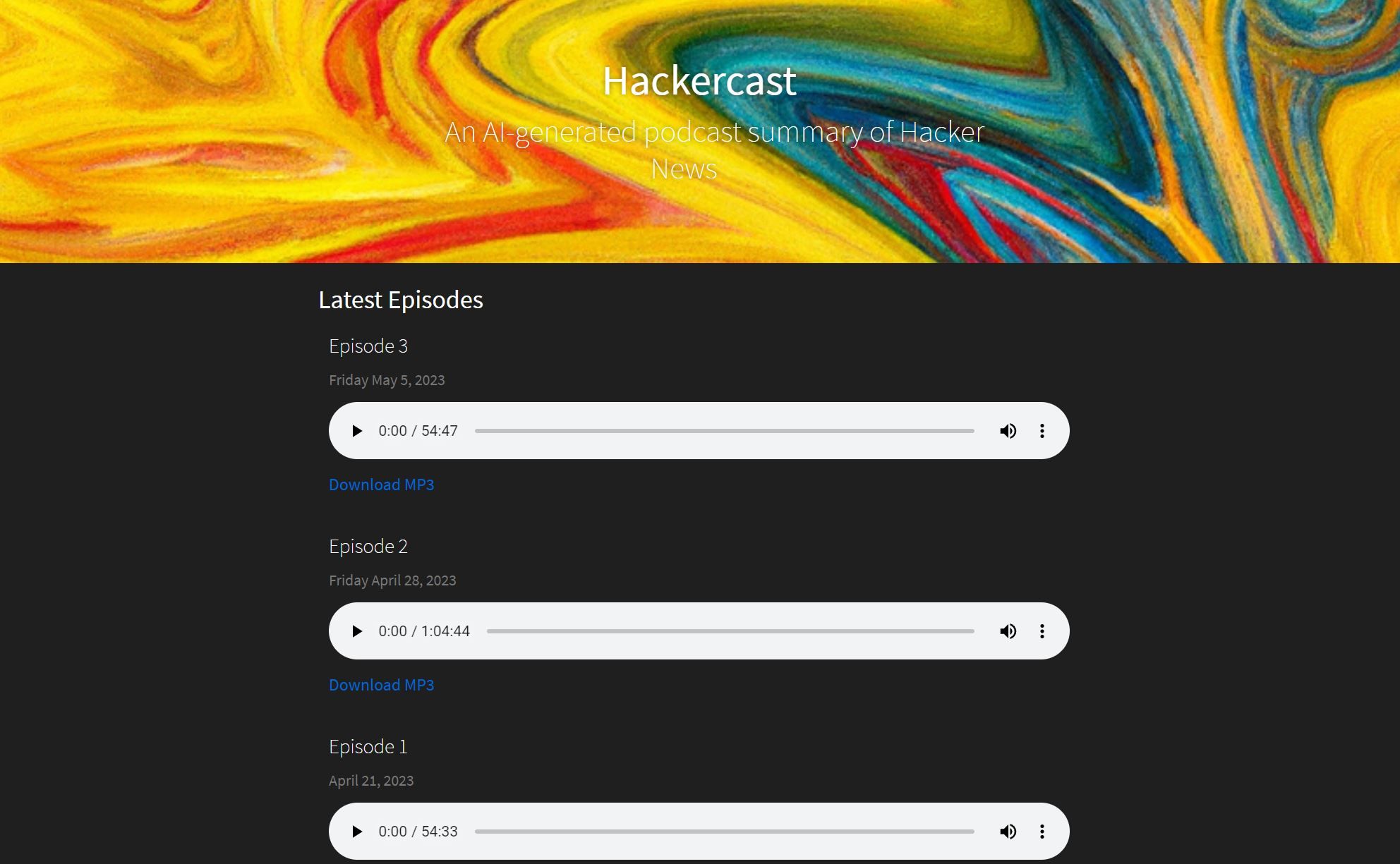  AI-generated podcast summaries of Hacker News