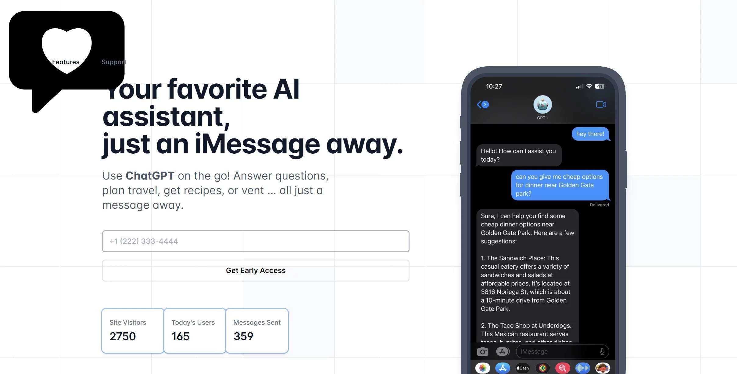  Your favorite AI assistant, just an iMessage