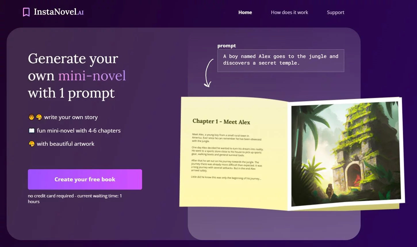  InstaNovel.ai generates mini-novels from prompts,