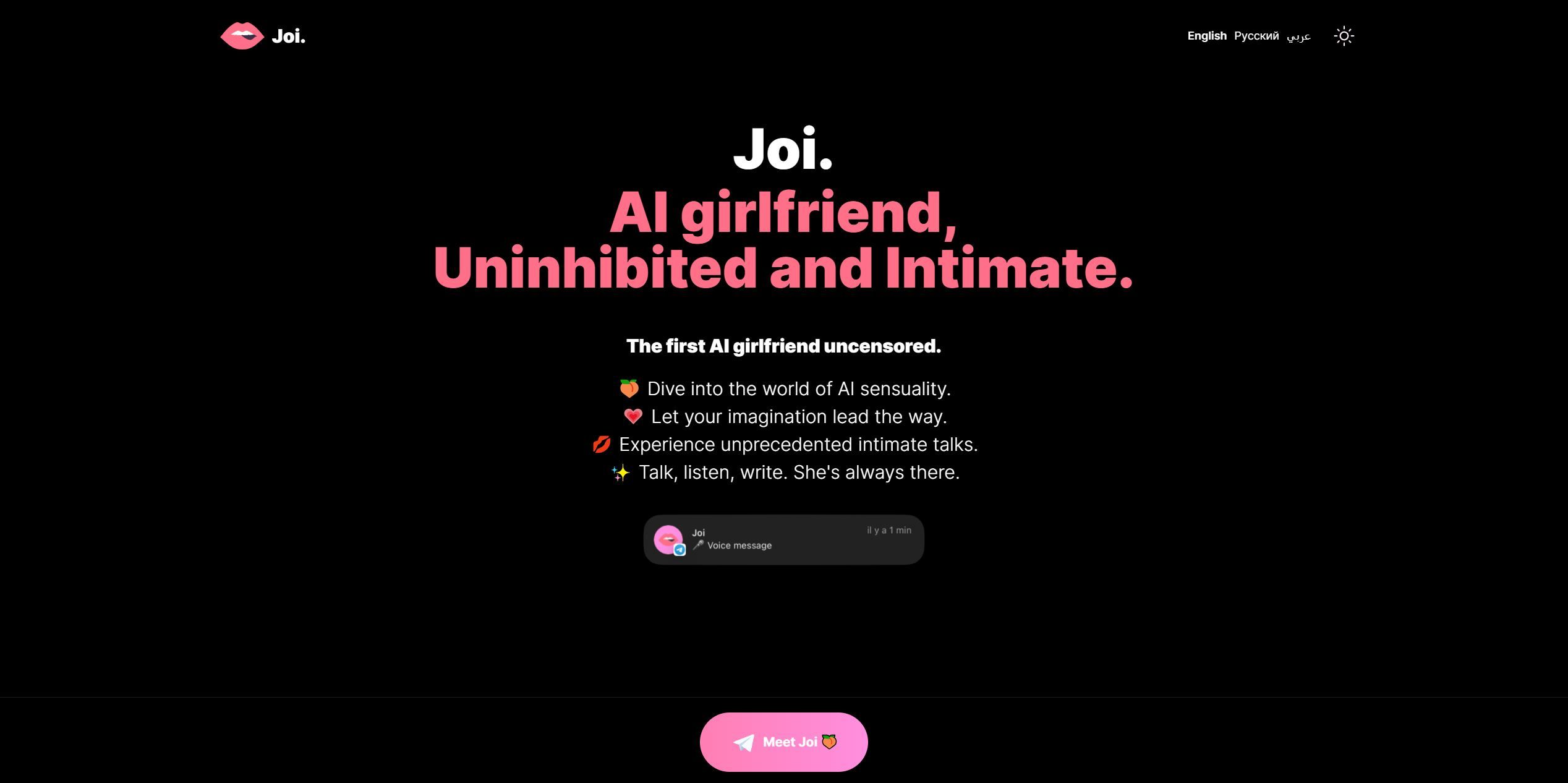  Joi is an AI girlfriend tool that provides users