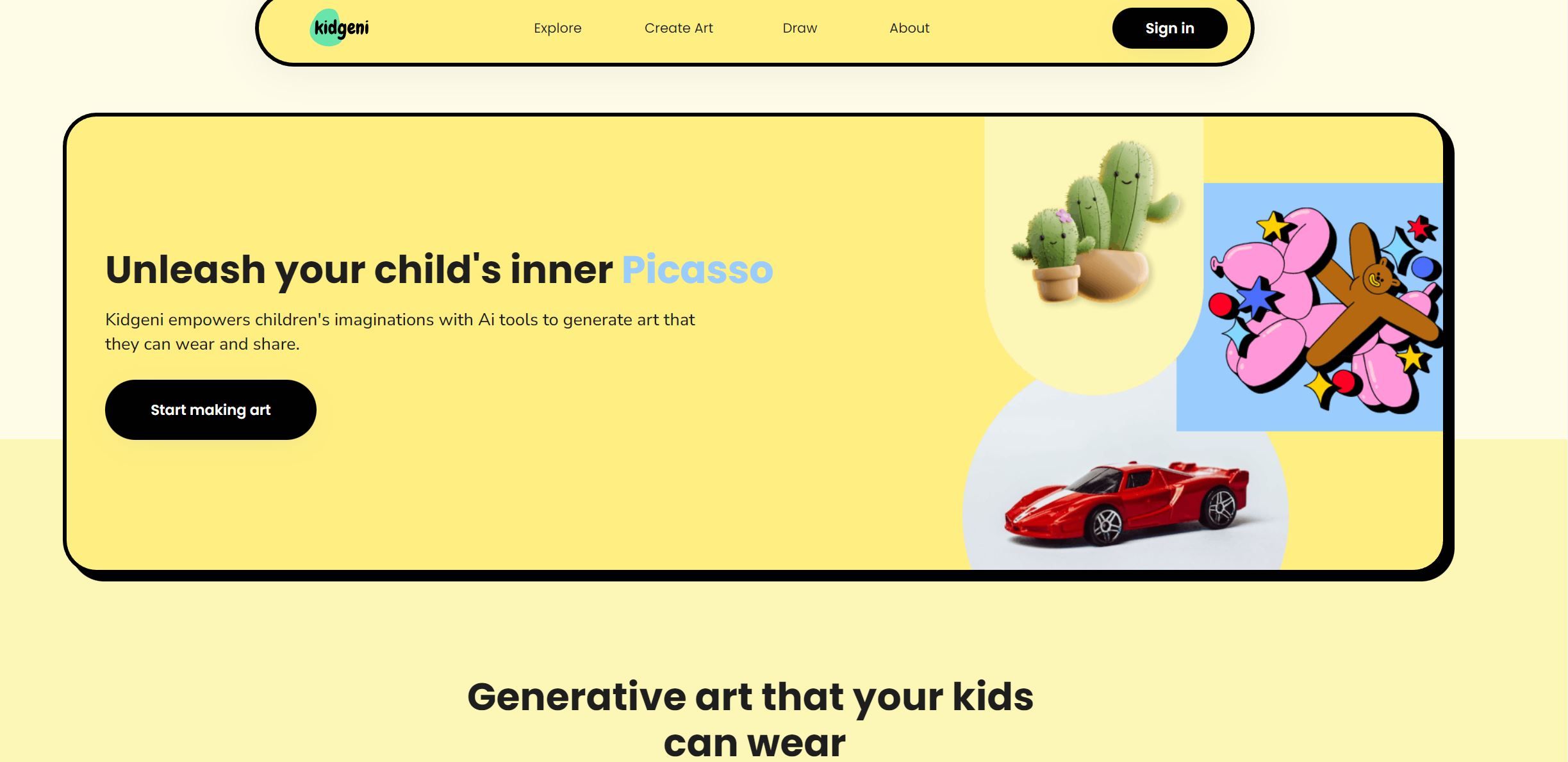  Kidgeni is an Ai art creator for kids to create