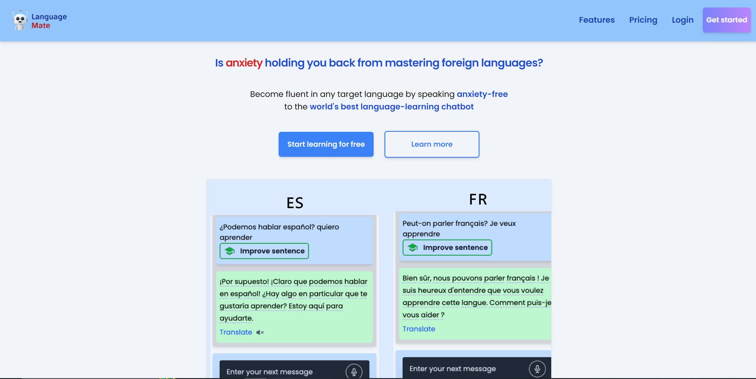  Chatbot helps practice language with feedback.