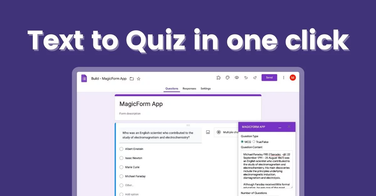  Text to Quiz in one click.