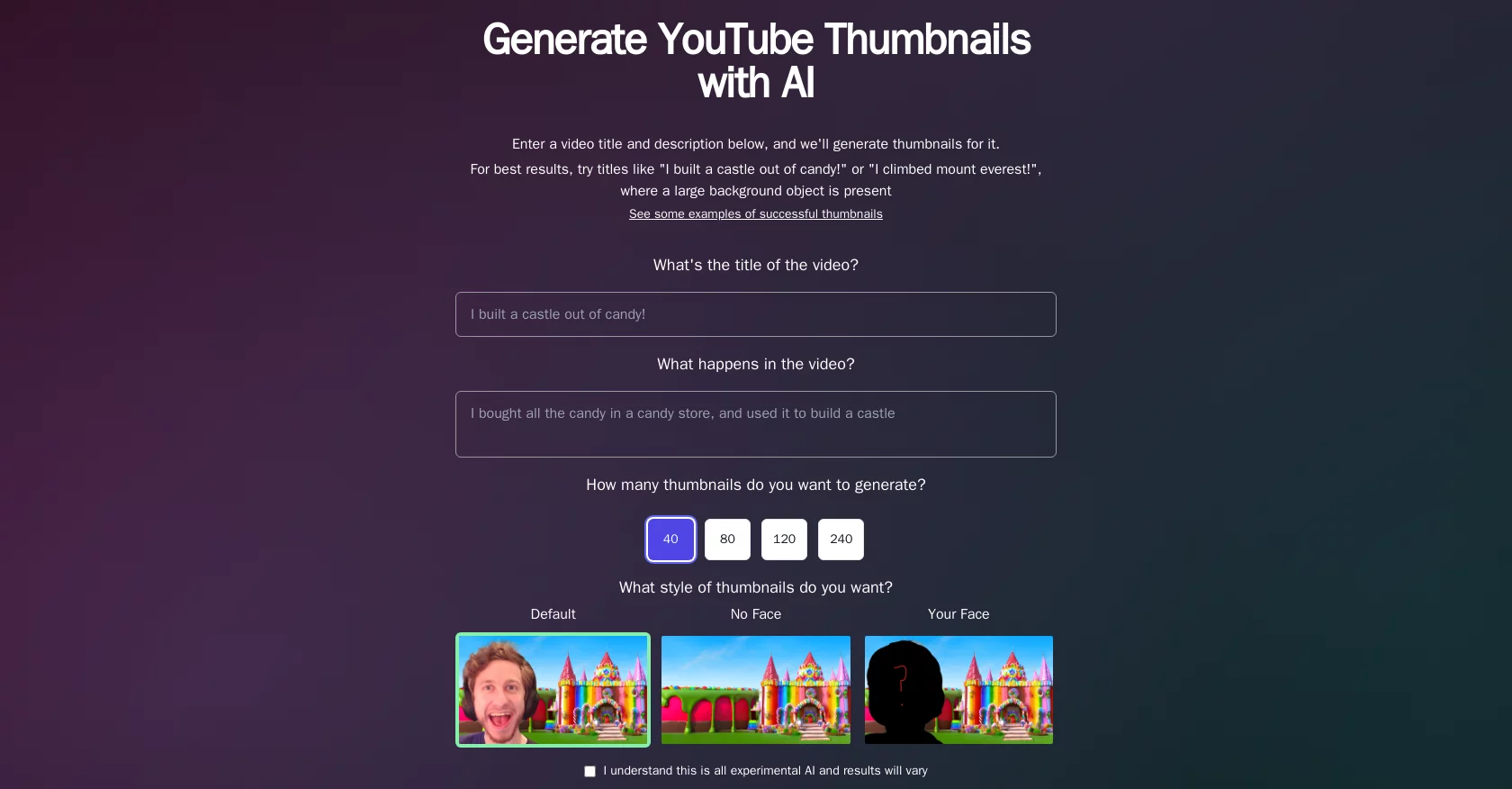  Generate YouTube thumbnails from video title &