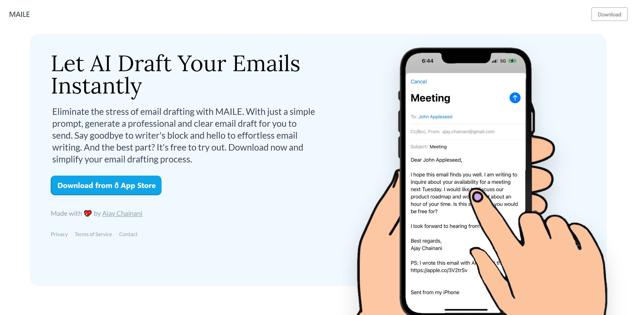  Email drafting on iPhone.