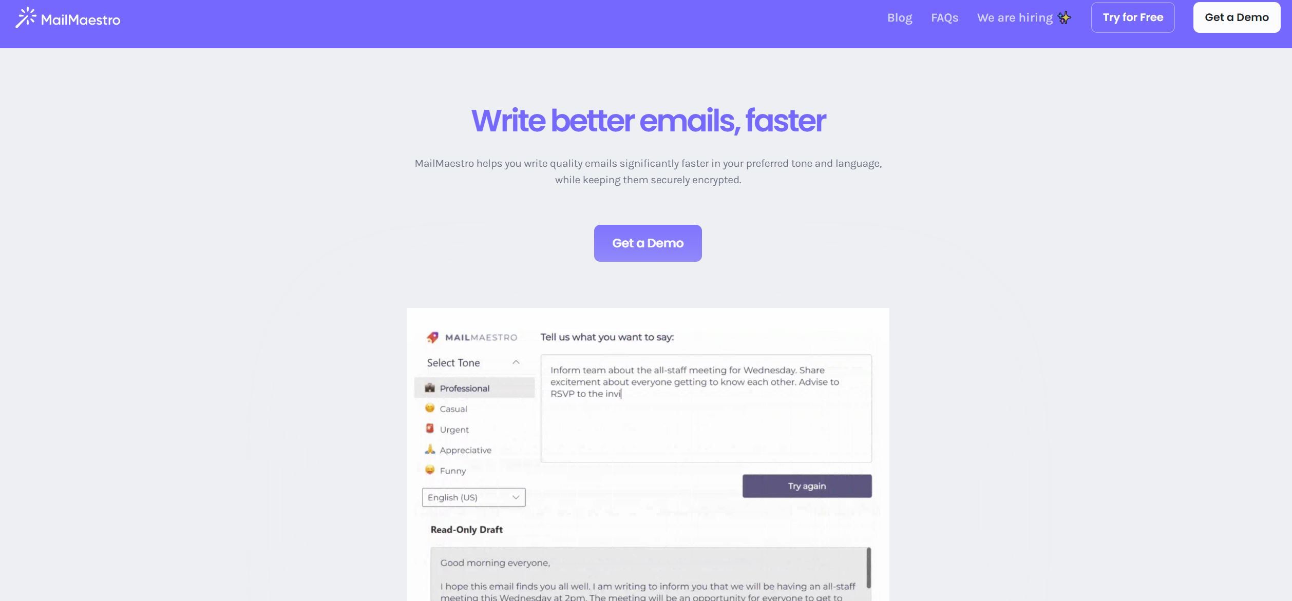  MailMaestro is an AI email assistant that writes