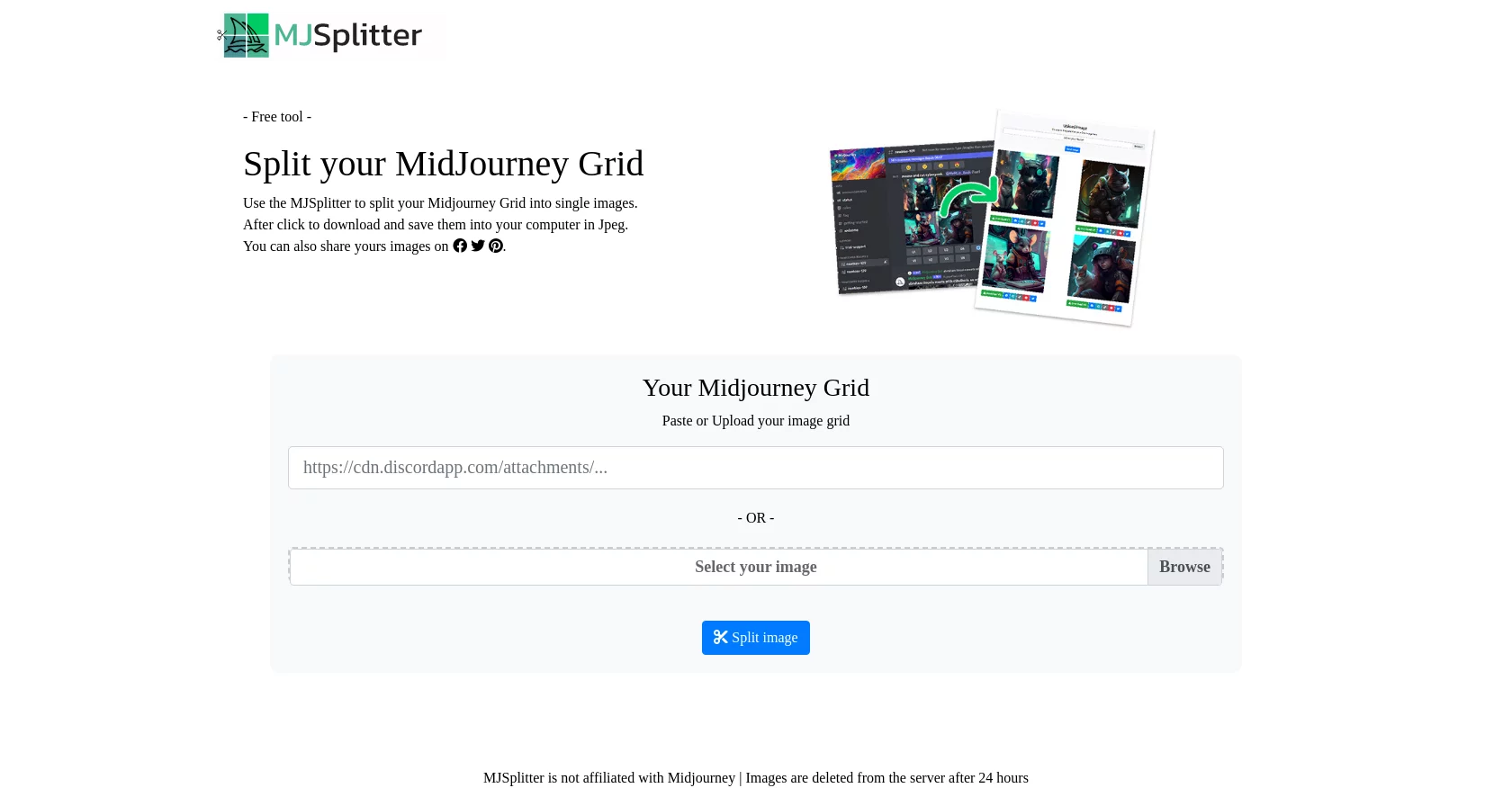  Split Midjourney Grid into single images,