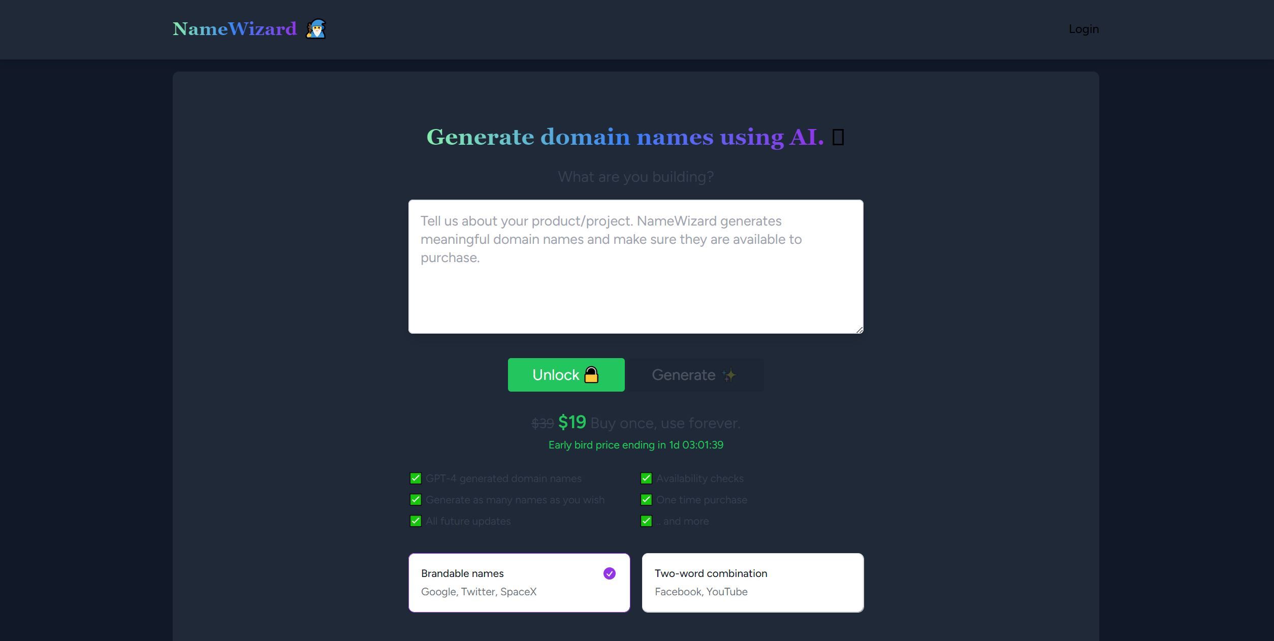  Instantly generate memorable domain names using