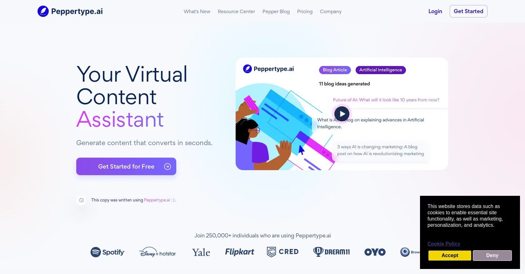  Virtual assistant for quick content creation.