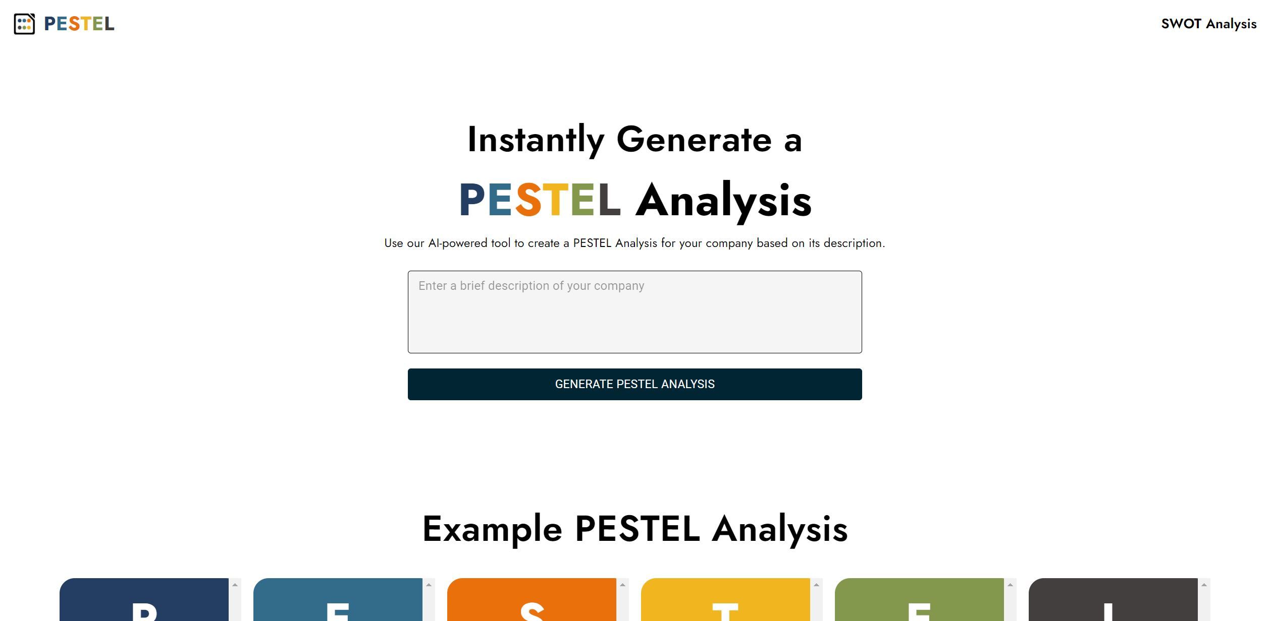  Generate AI-powered PESTEL Analysis for your