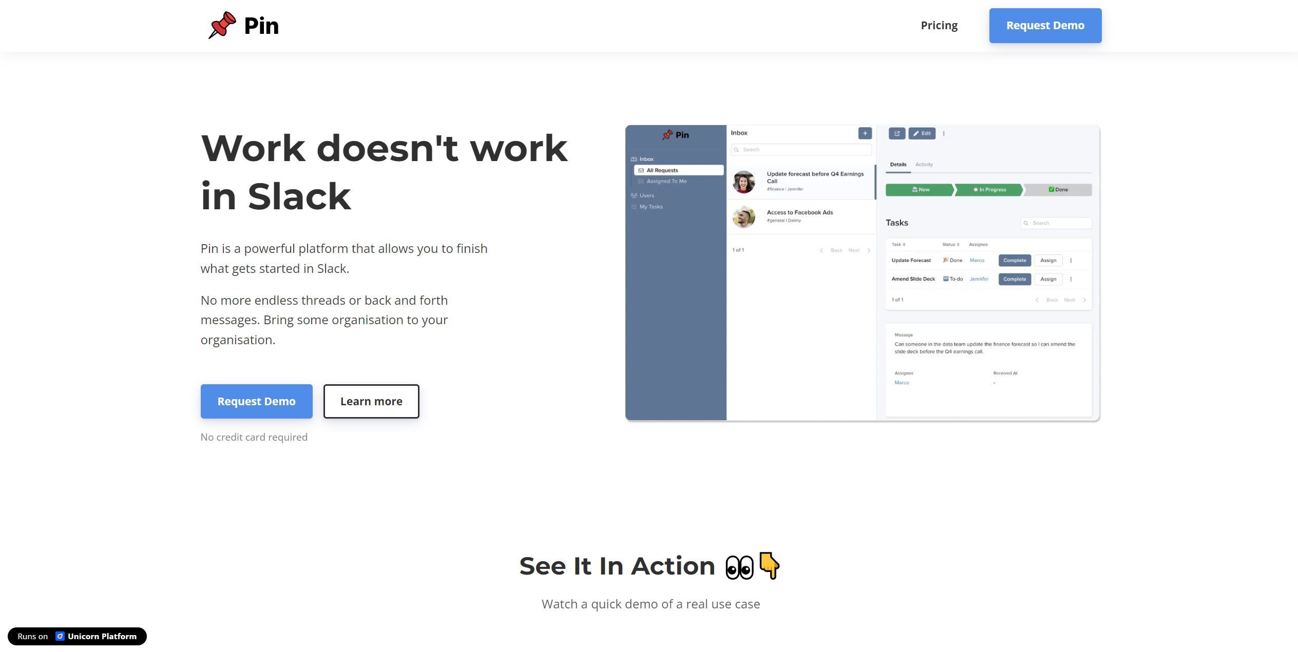  Slack-based team project management with task