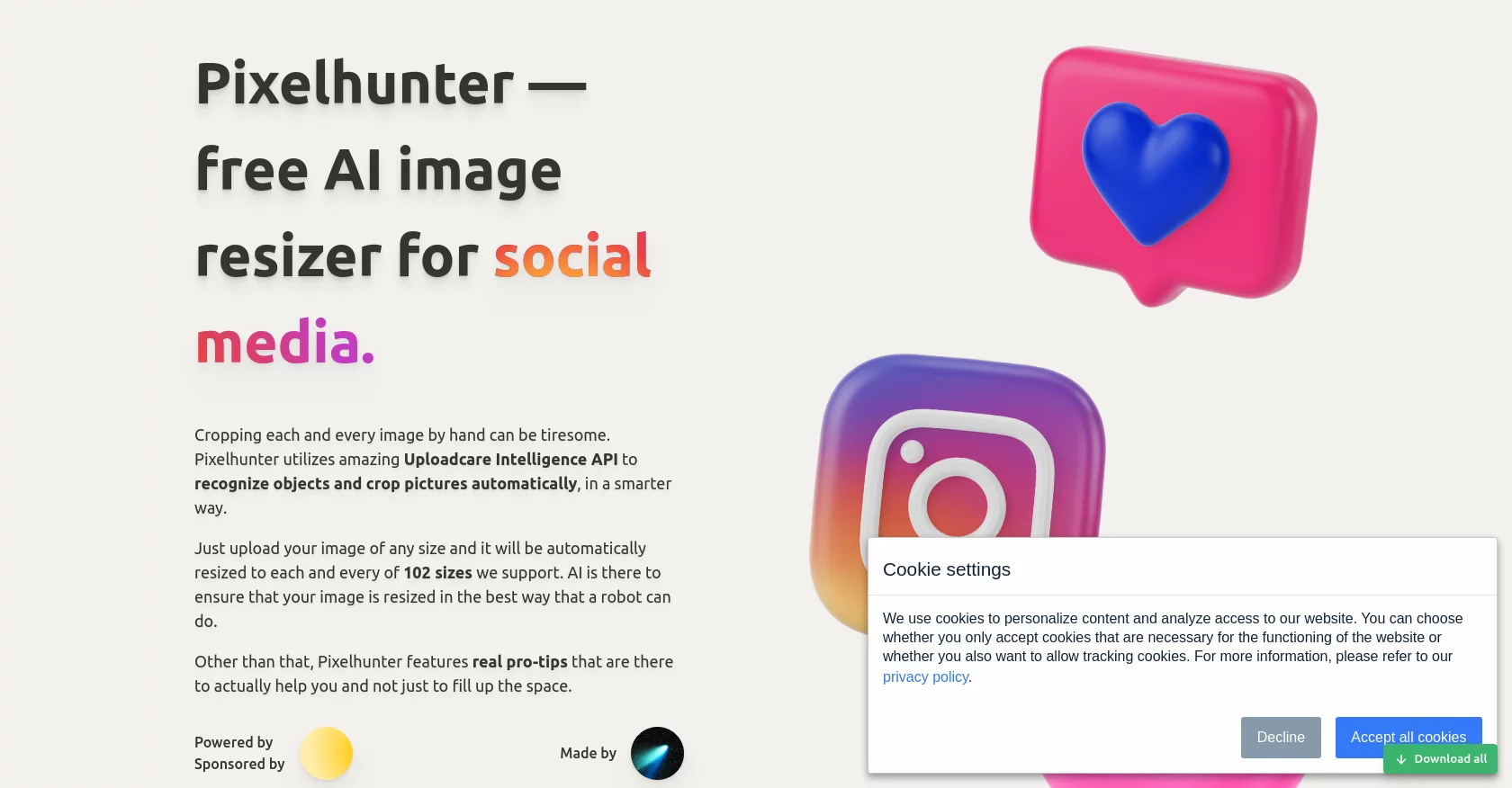  Pixel­hunter — free AI image resizer for social