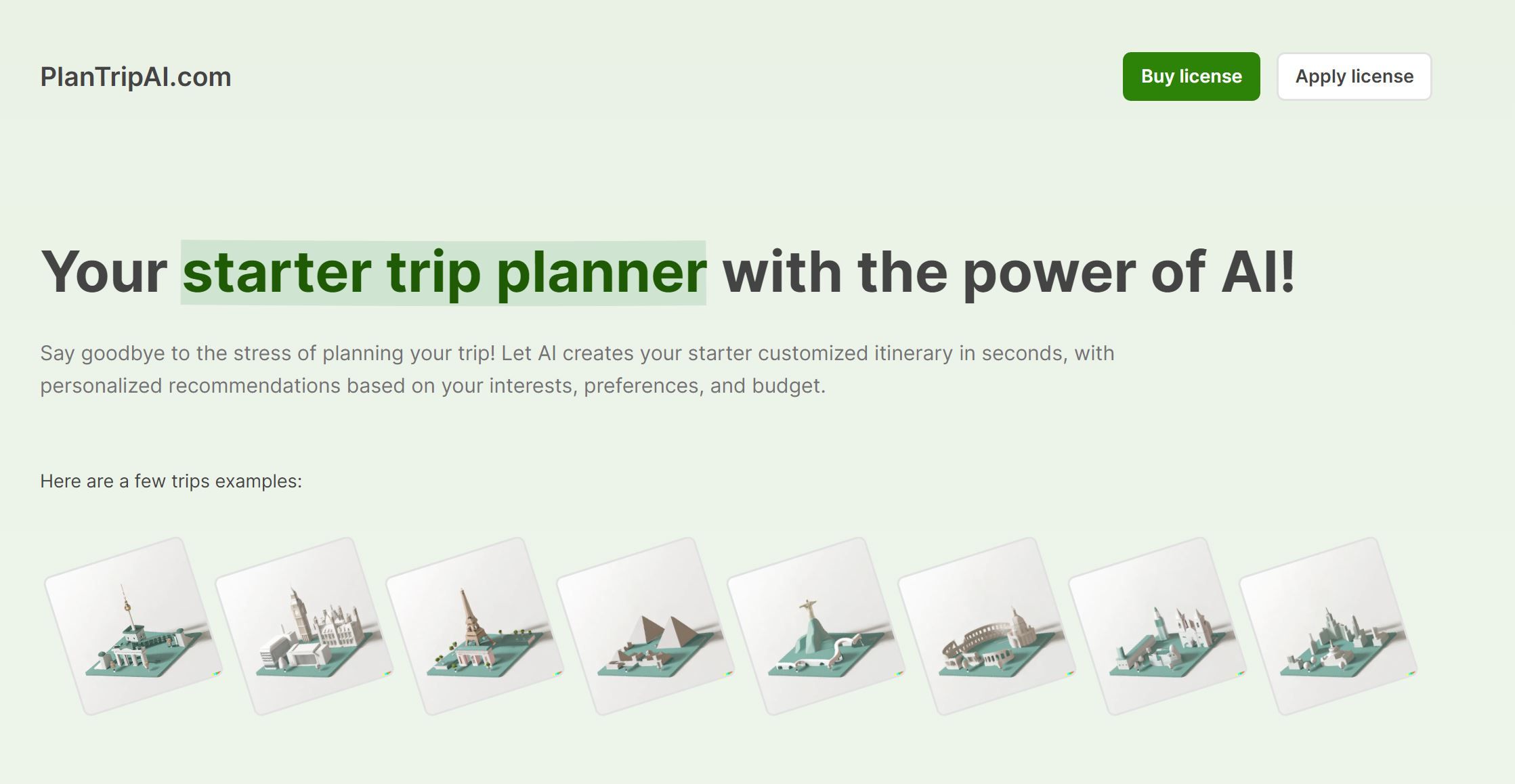  Your starter trip planner with the power of AI!