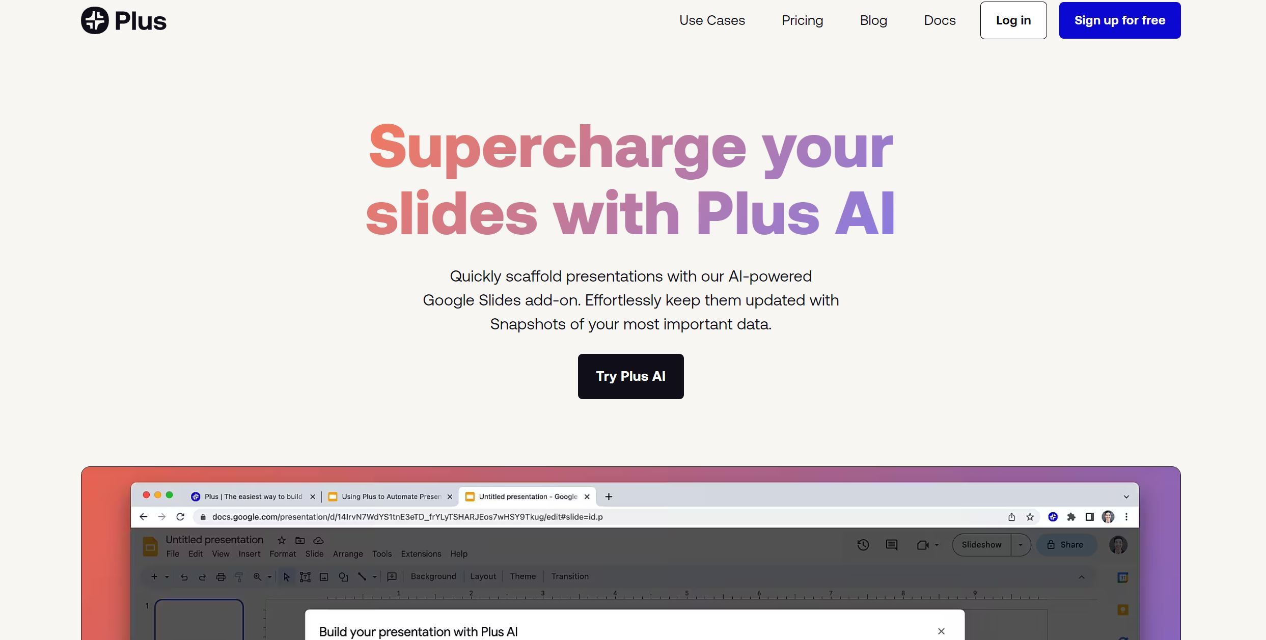  Supercharge your slides with Plus AI