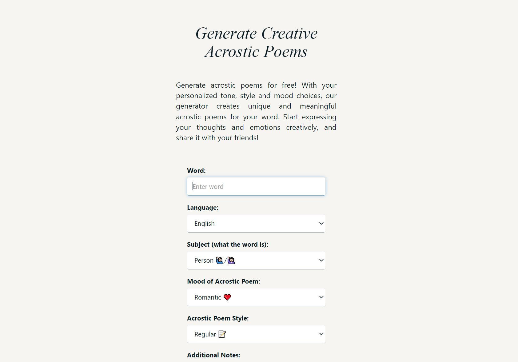  Personalized acrostic poem generator.