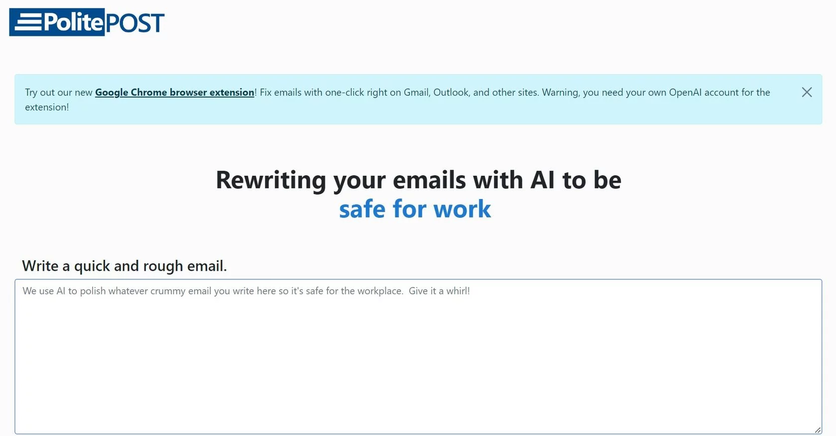  PolitePost helps you write polite, safe emails