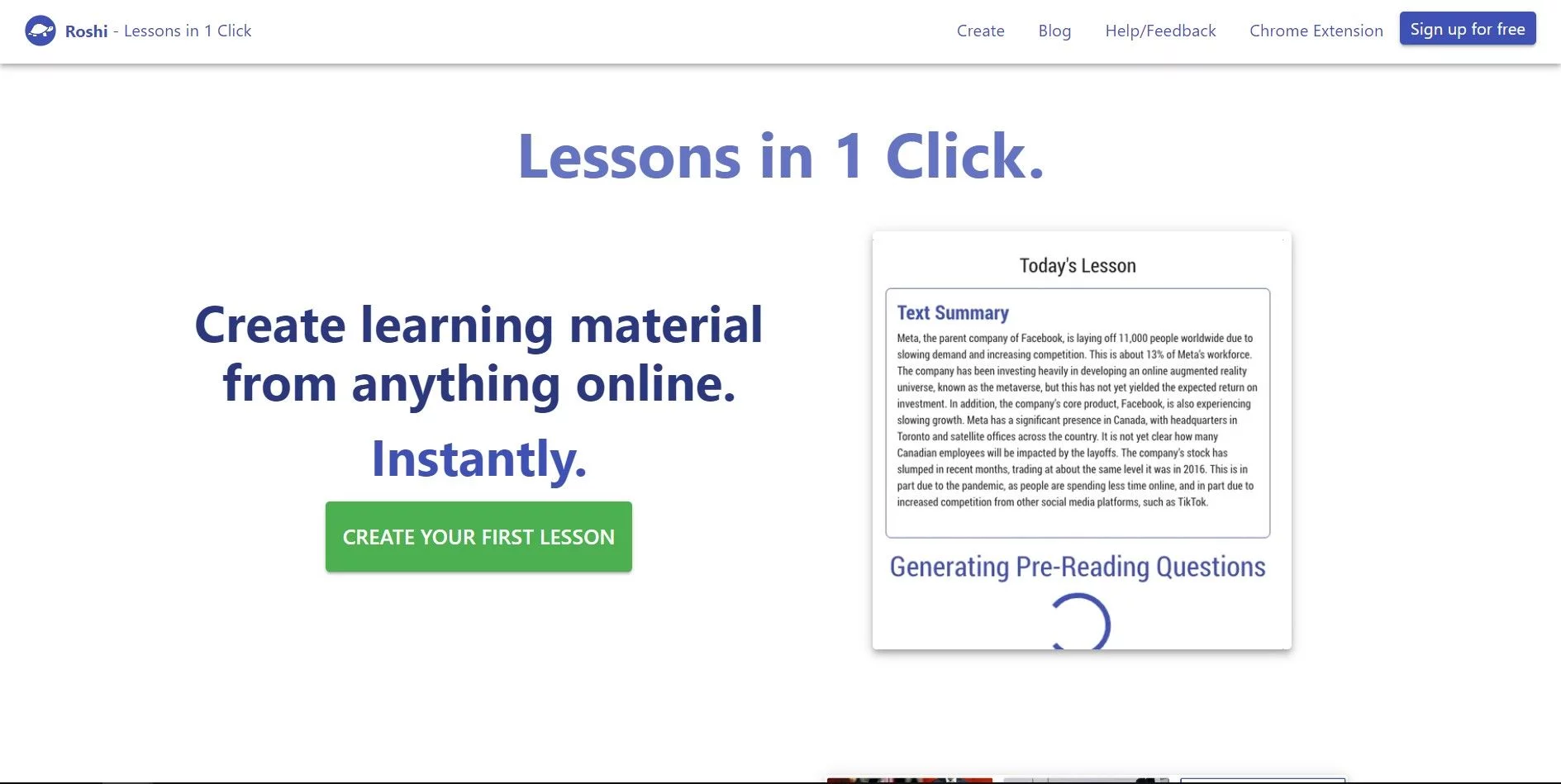  Create lessons in 1 click