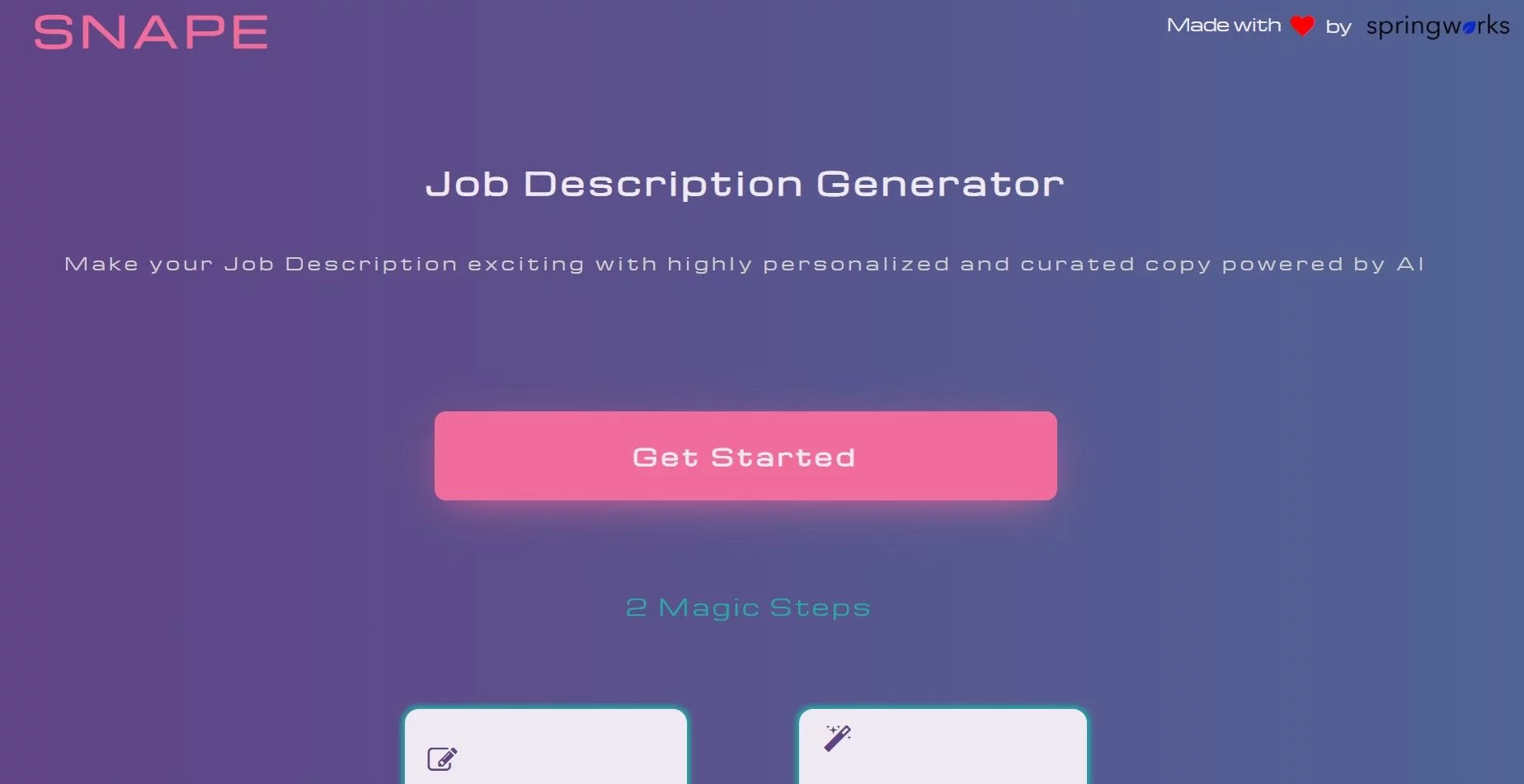  Personalised and curated copy for job