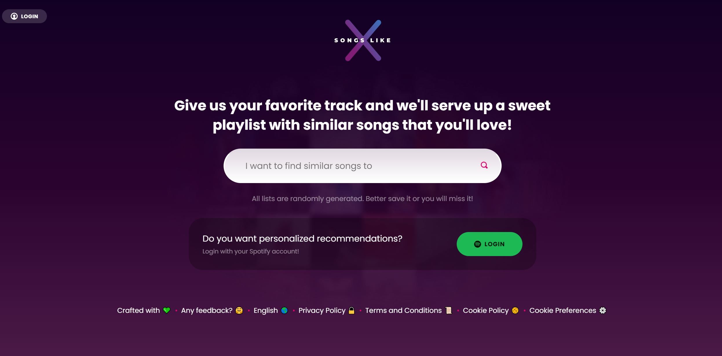  Get personalized playlists of similar songs to