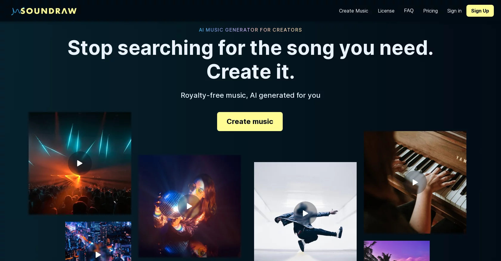  Generates free music content related to any genre