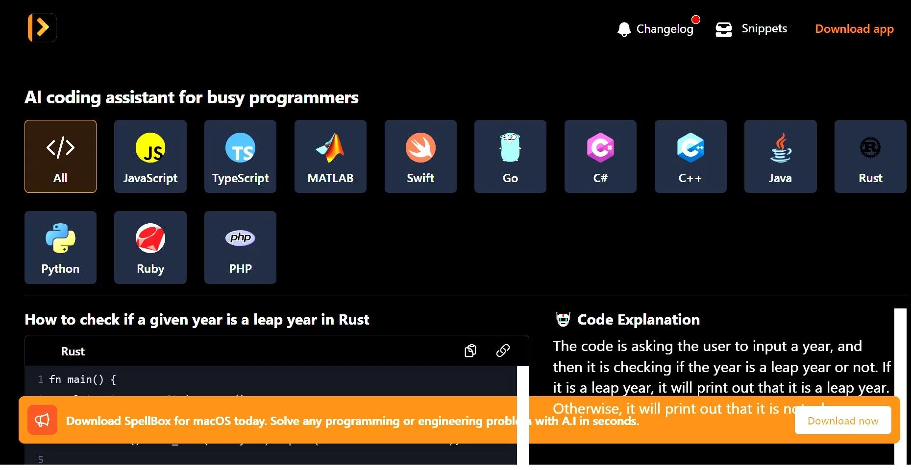  Coding assistant for busy programmers.