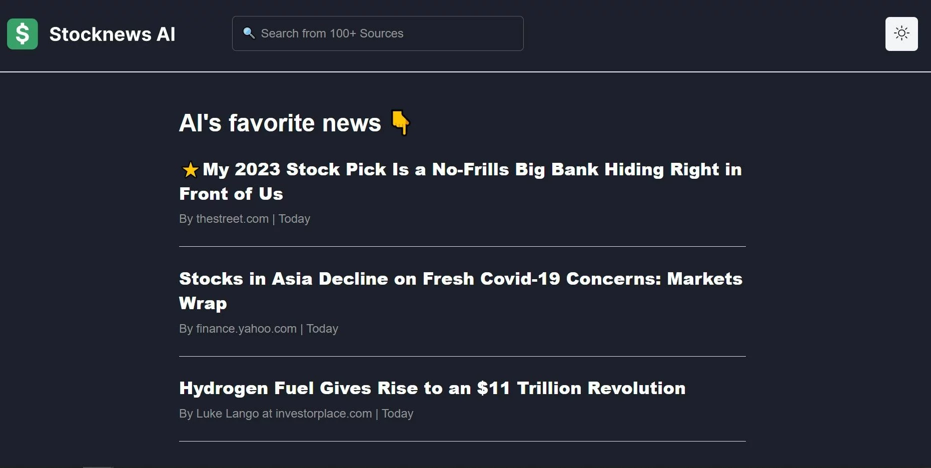  Stock News curated by AI. Can search from 100+