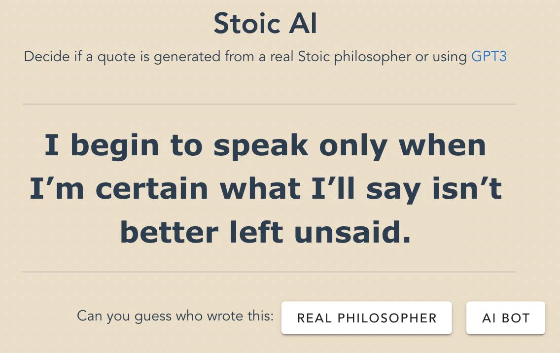  A game to guess if Stoic quotes are real or GPT3