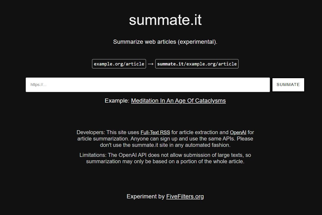  Summarize web articles with an experimental