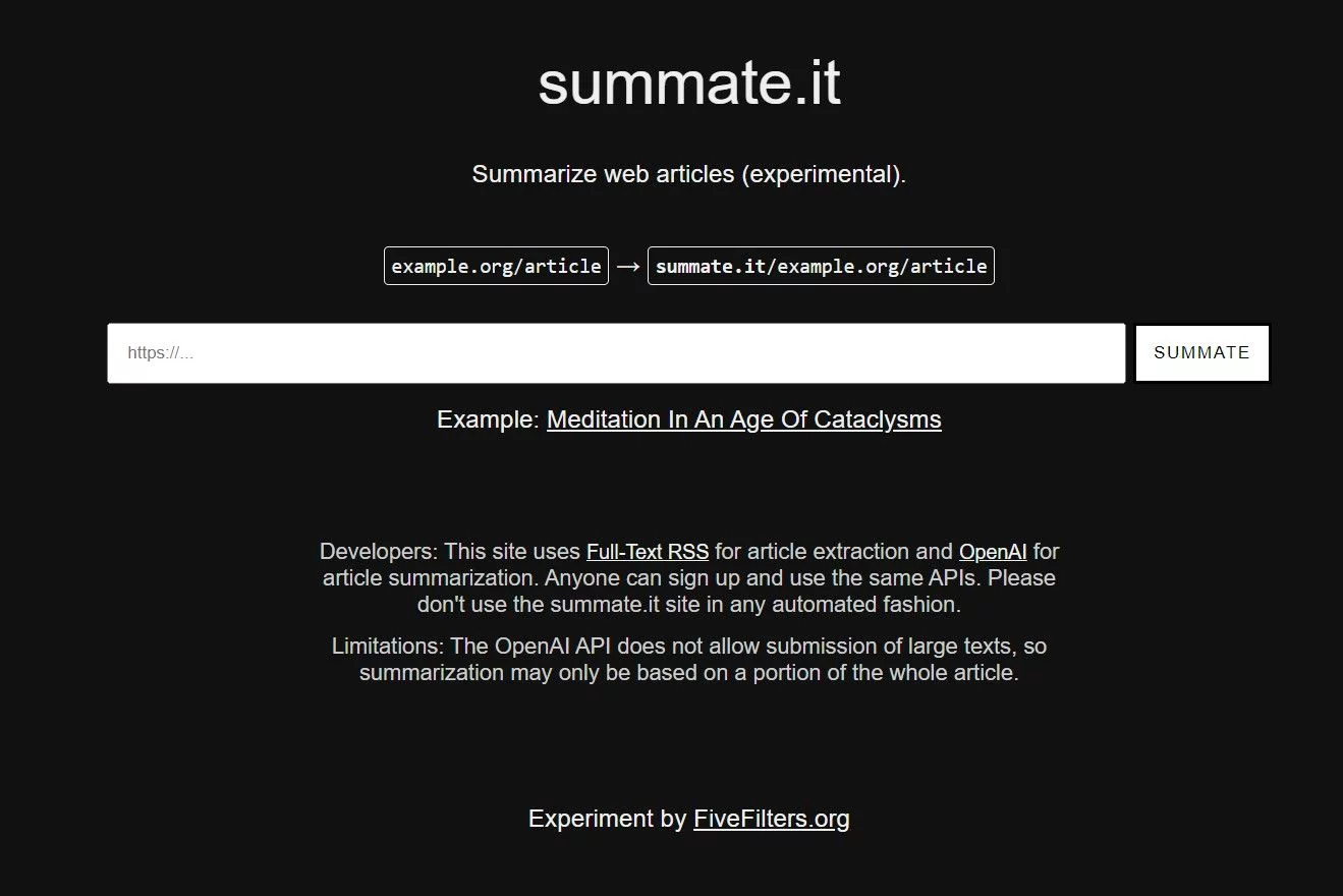  AI tool summarizing web articles using Full-Text