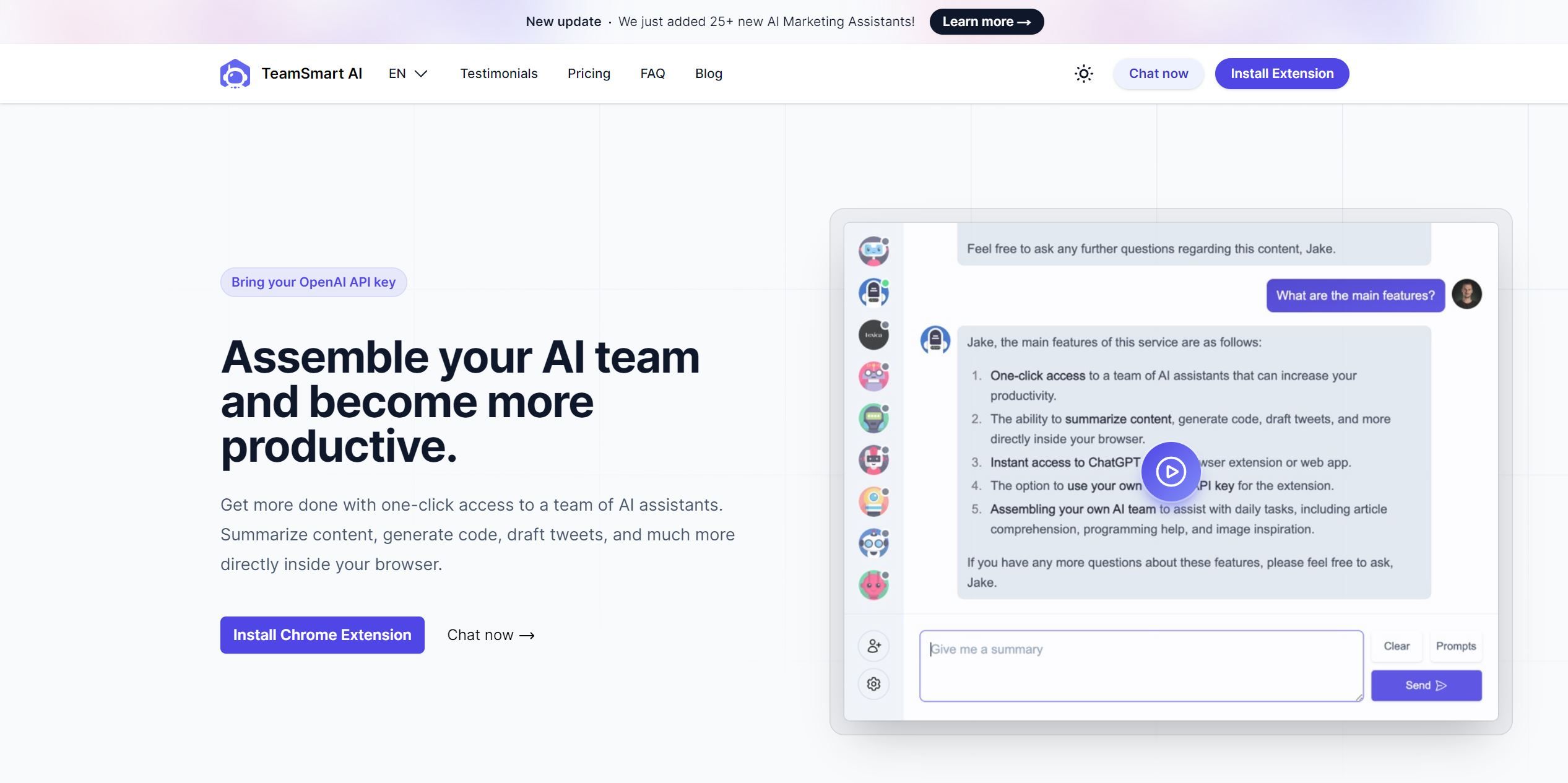  Assemble your AI team and become more productive.