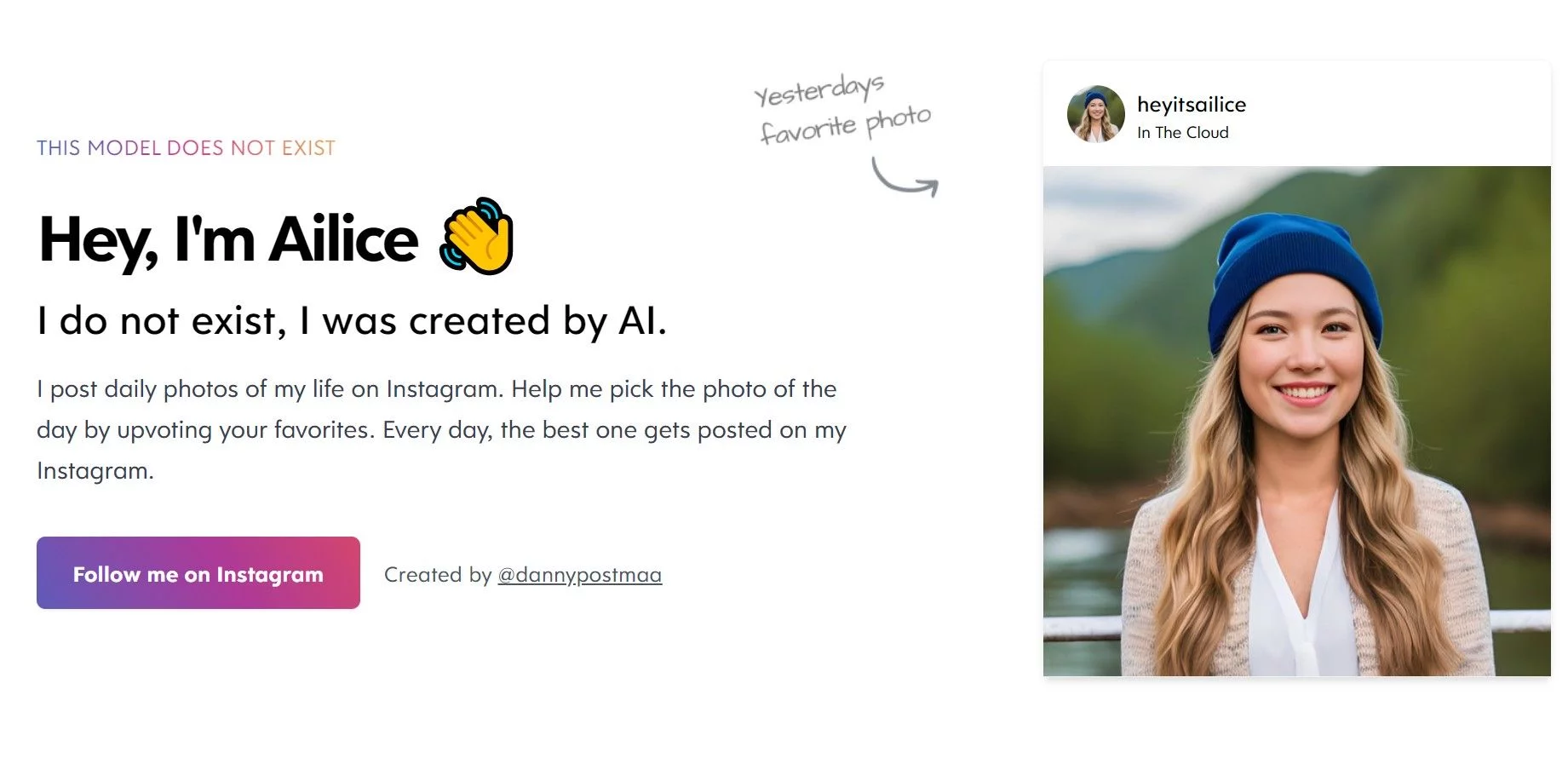  Alice is an AI-generated influencer! Vote to