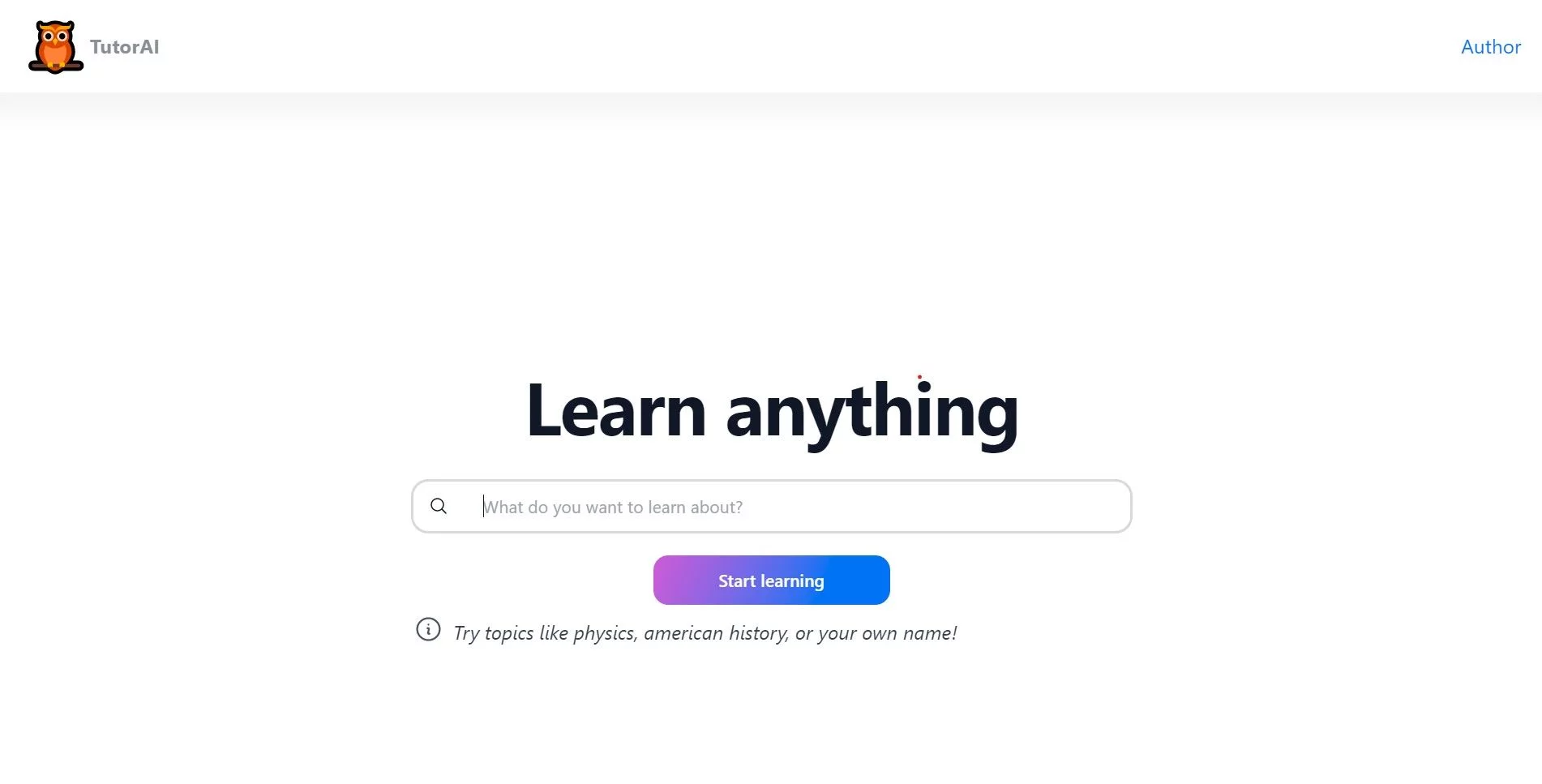  AI-powered learning platform; enter topic, get