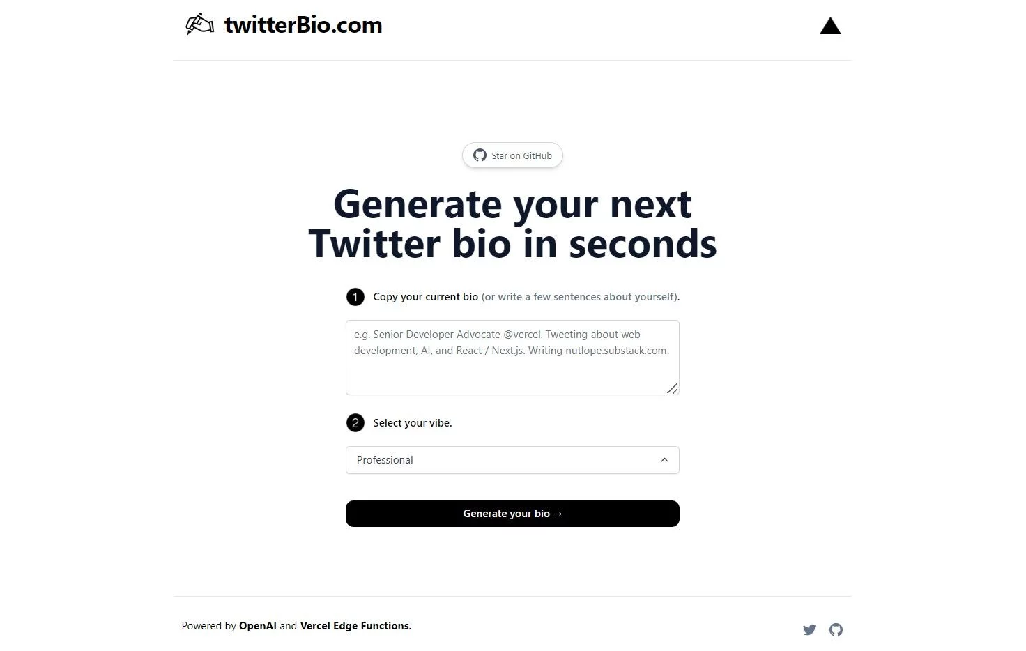  Generate a Twitter bio in seconds using AI and