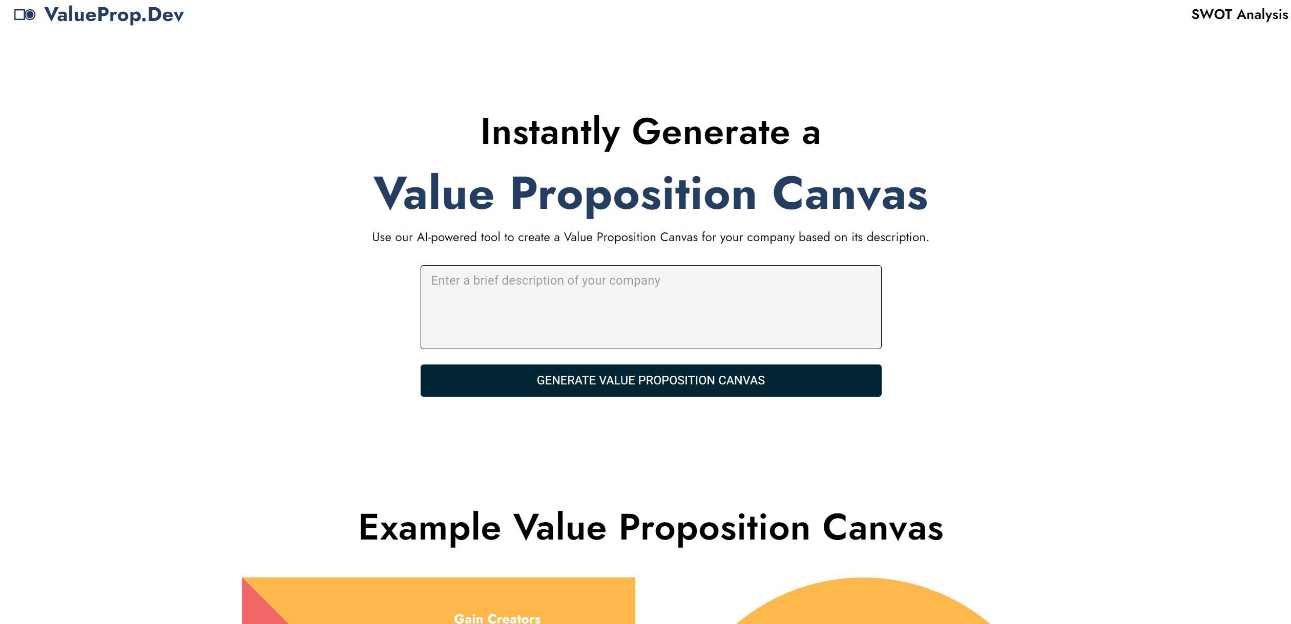  Generate a value proposition canvas for your