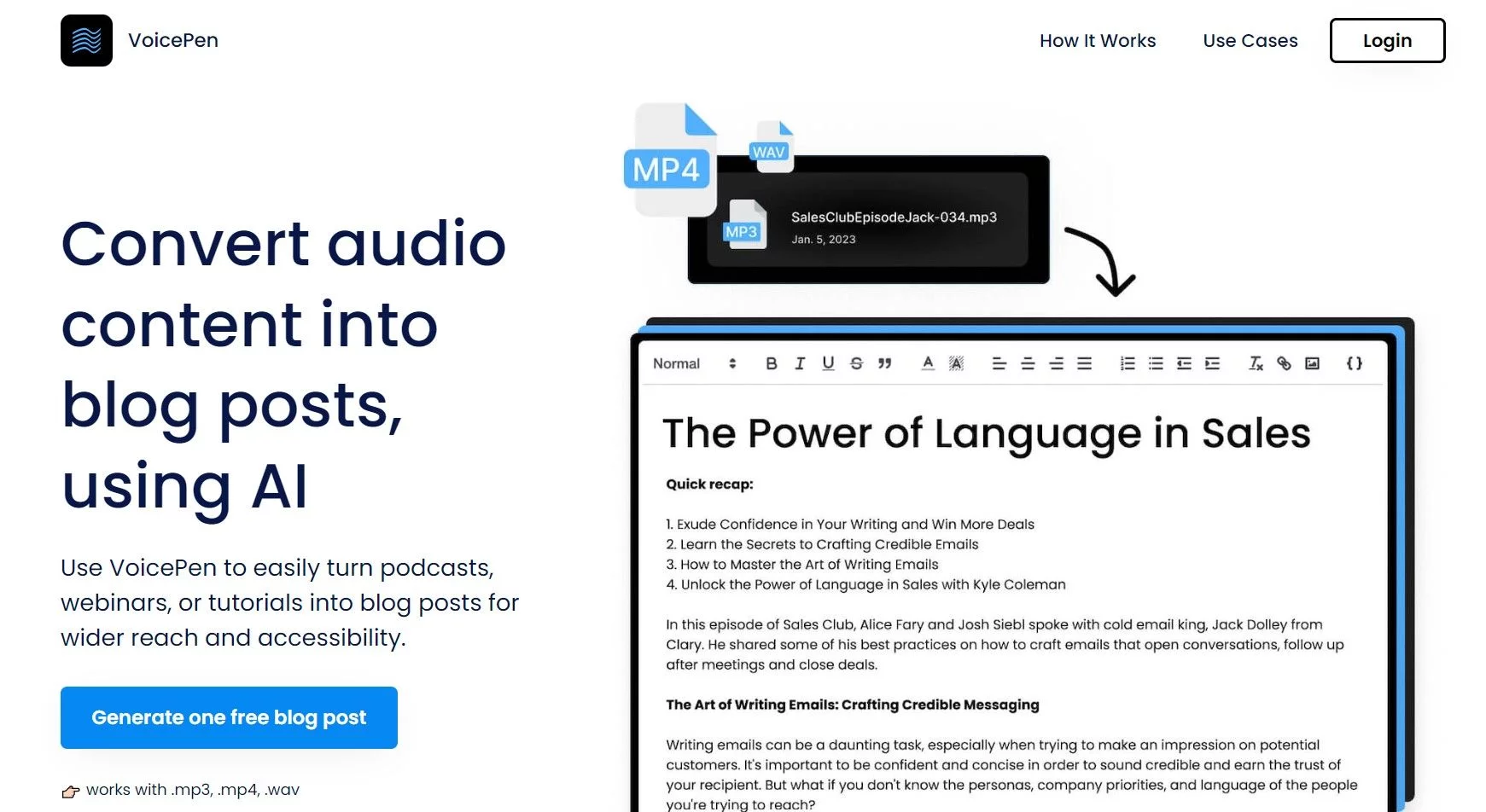  Convert audio content into blog posts